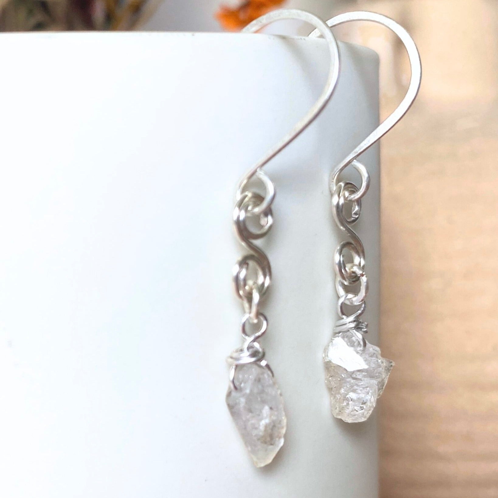 Natural Herkimer diamond earrings | Sterling silver | April birthstone | Mothers Day gift