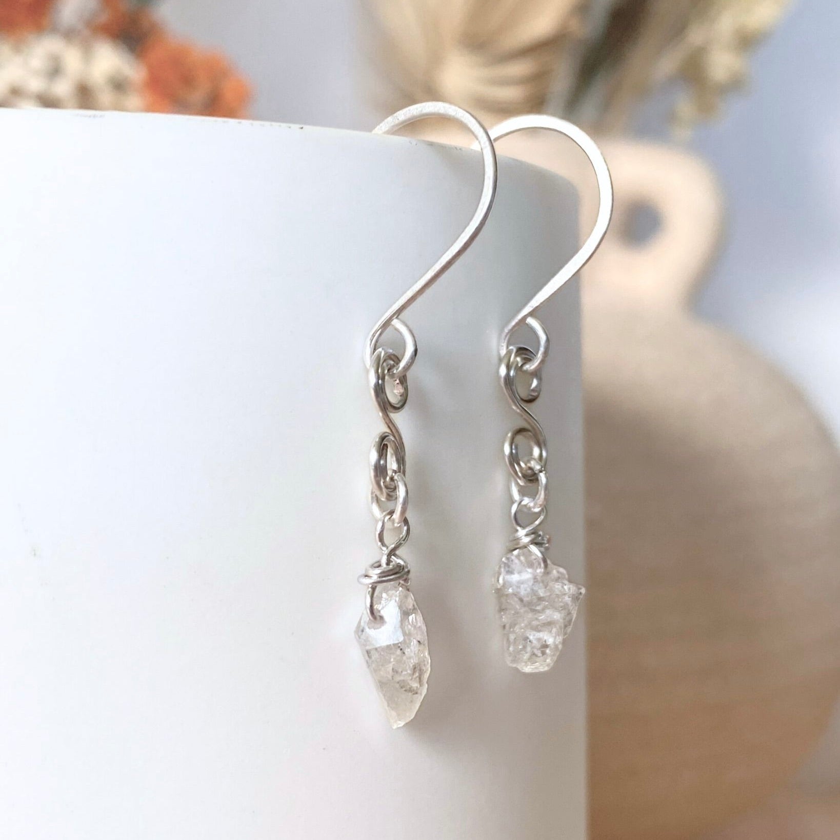 Natural Herkimer diamond earrings | Sterling silver | April birthstone | Mothers Day gift