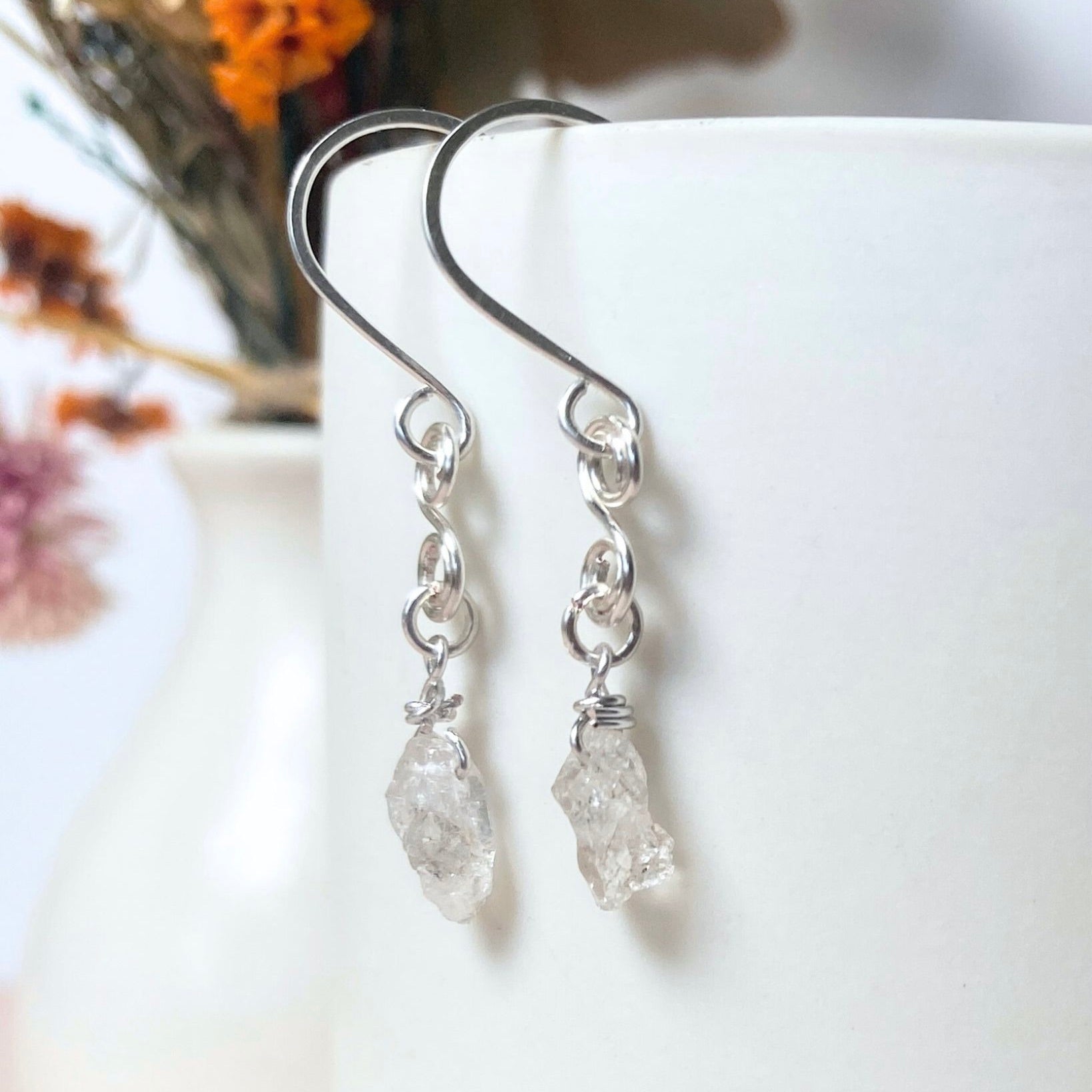 Natural Herkimer diamond earrings | Sterling silver | April birthstone | Mothers Day gift