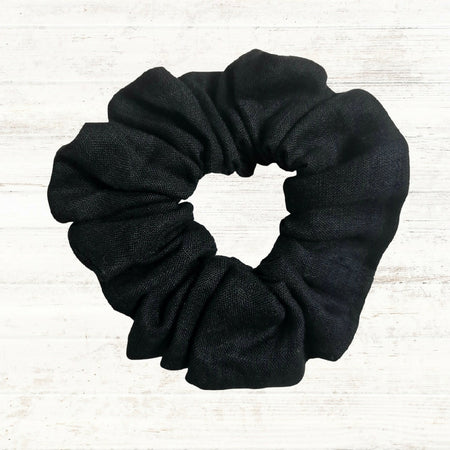 Black Linen Scrunchie