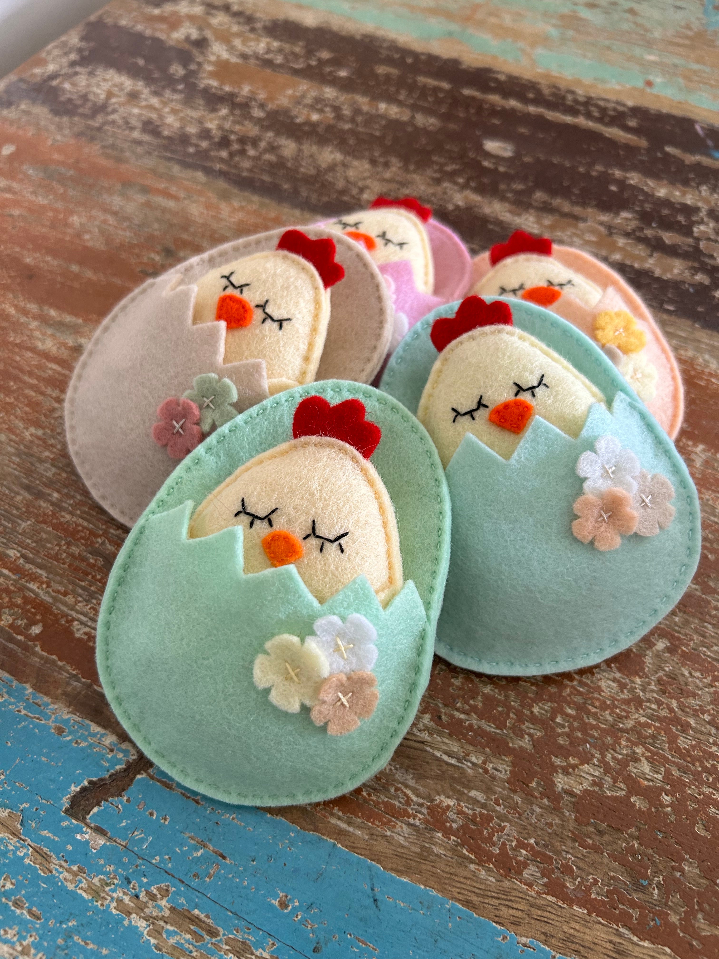 Pocket chick in egg shell bed, pocket friend, gift