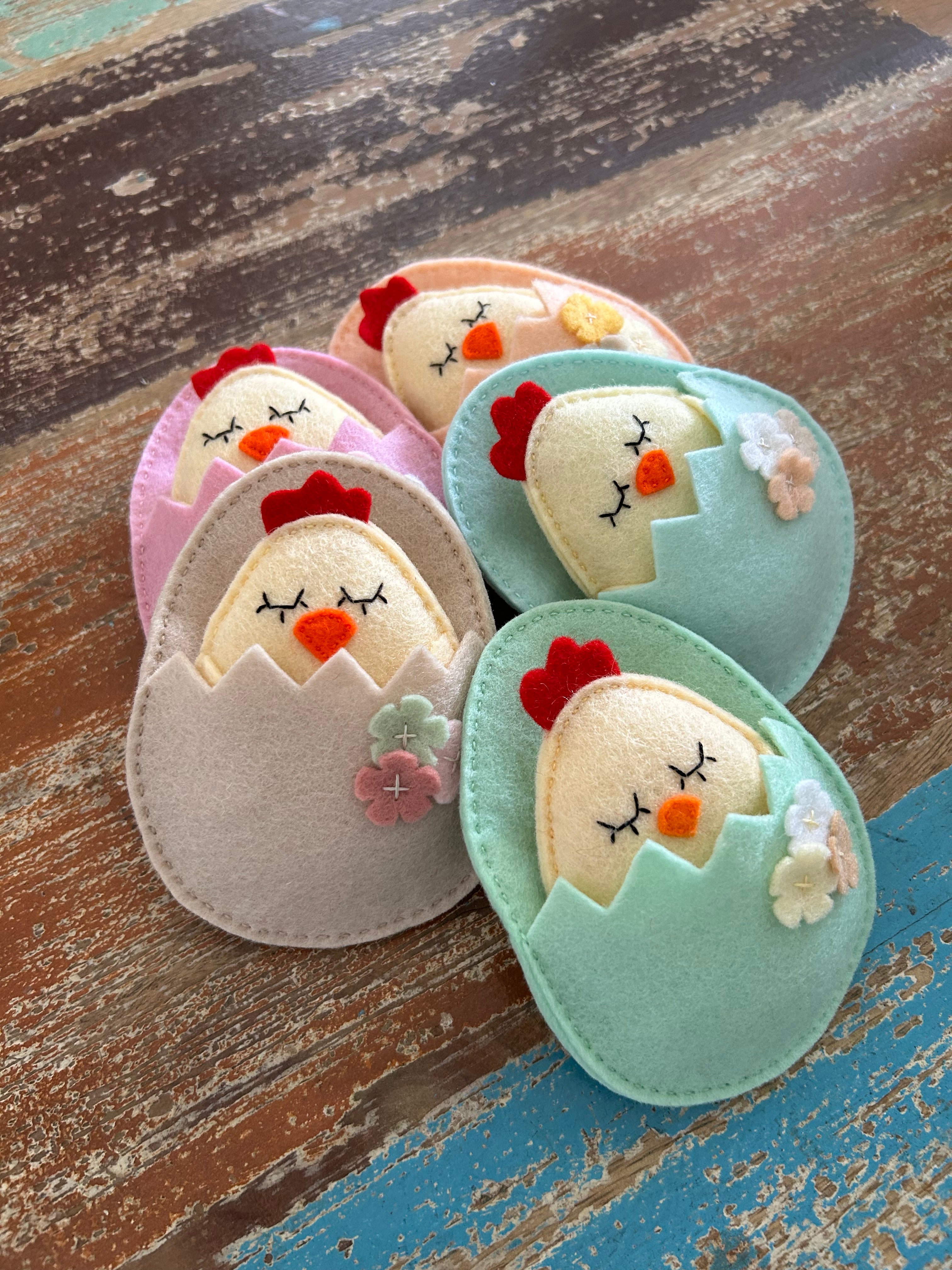 Pocket chick in egg shell bed, pocket friend, gift