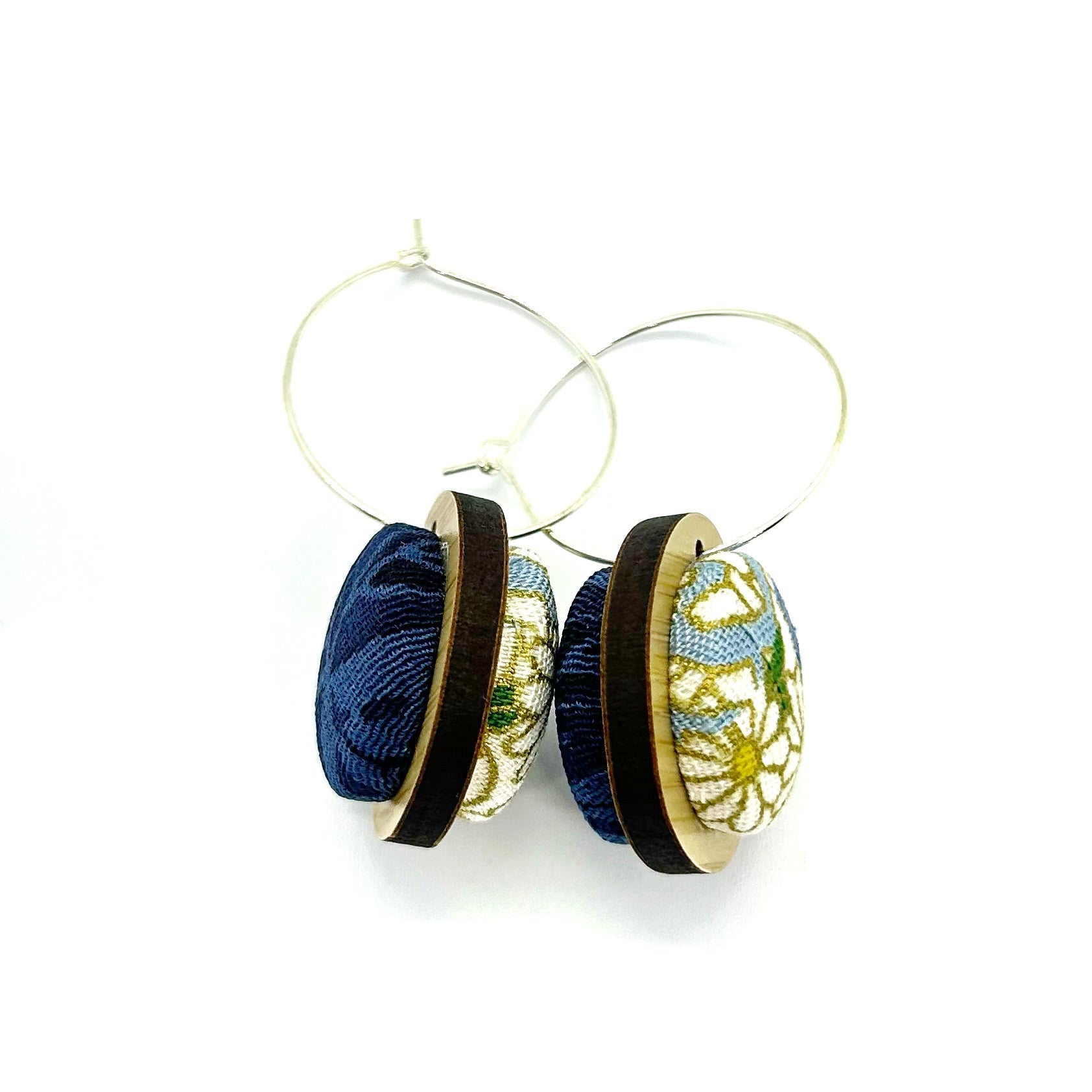 Double Sided Pebble Earrings - Blues