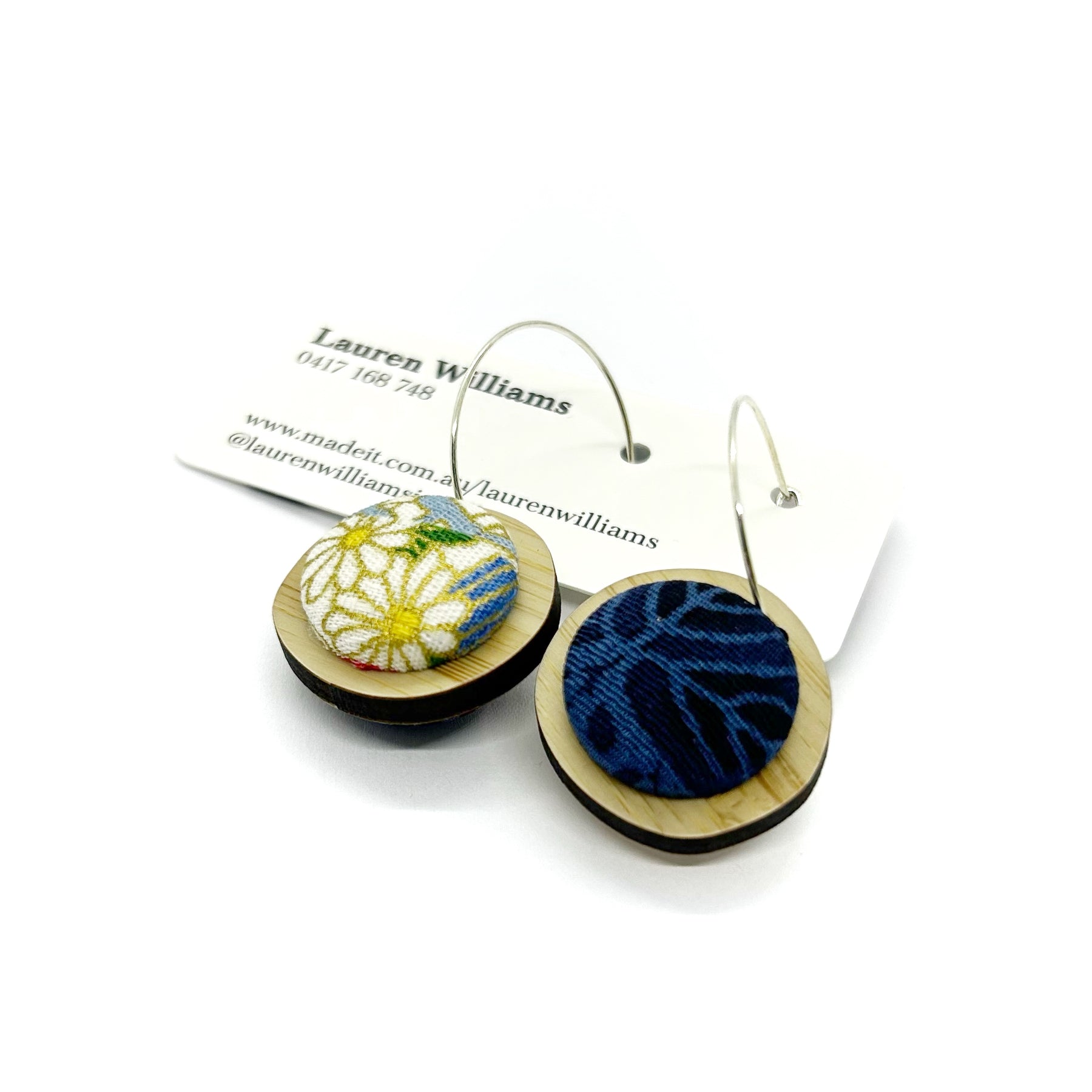 Double Sided Pebble Earrings - Blues