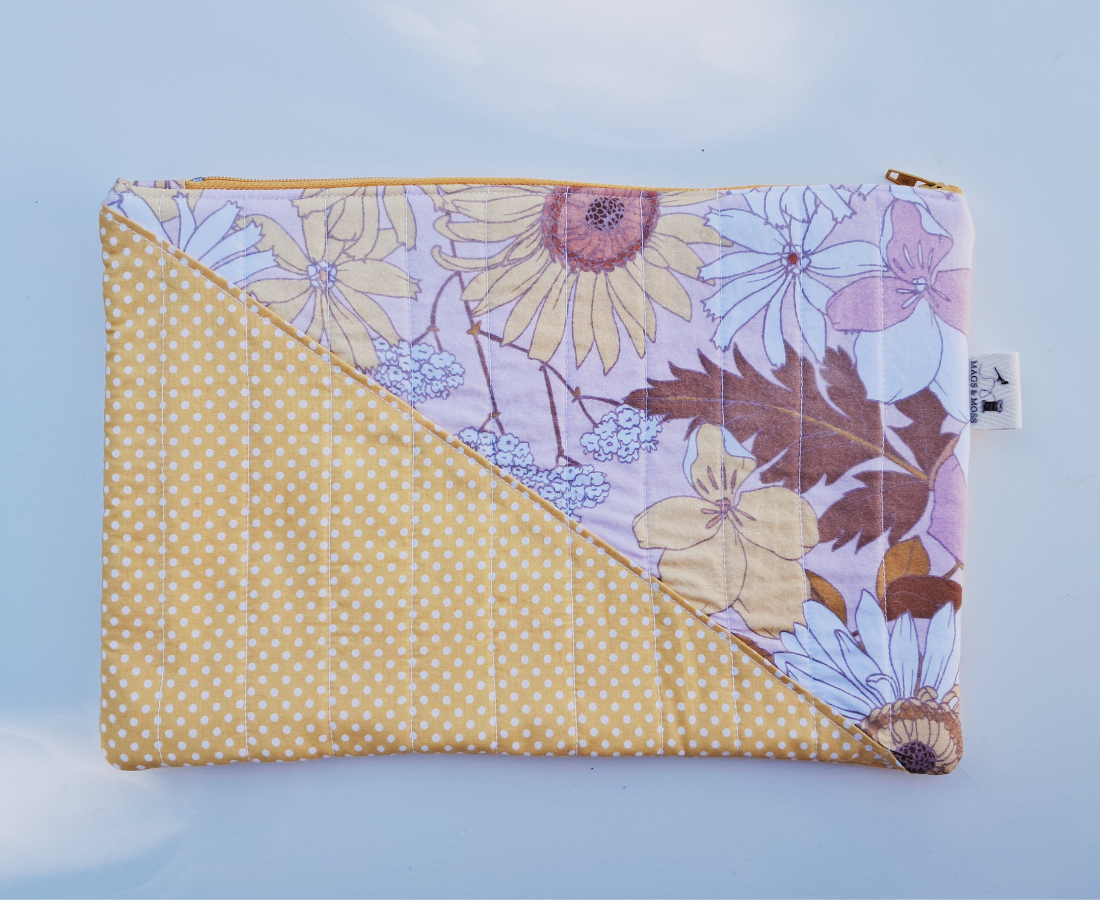 Recycled Floral & Yellow Dotty Quilted Kindle/iPad Pouch