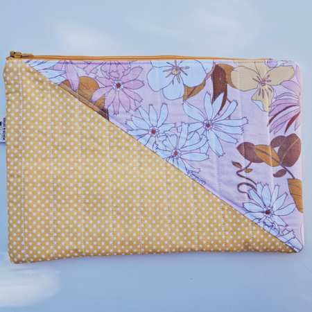 Recycled Floral & Yellow Dotty Quilted Kindle/iPad Pouch