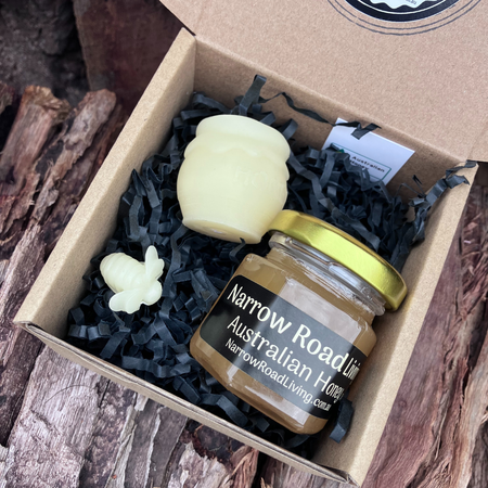Honey Pot Gift Box - Raw Honey and Beeswax Candle Set