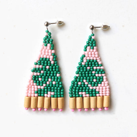 Summery Leaf Beaded Earrings