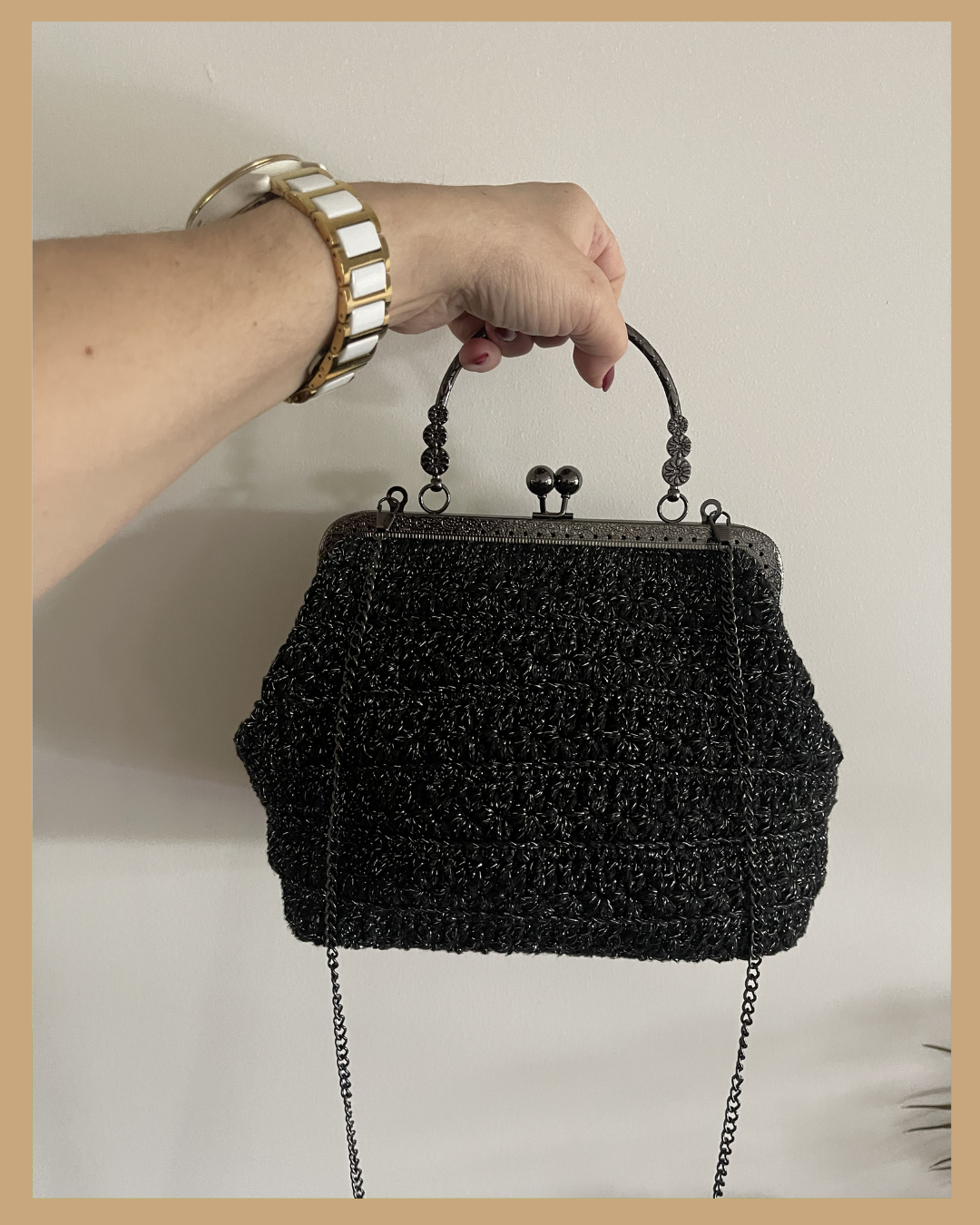 Handmade Crochet Clutch Bag / Evening Bag with Chain Strap
