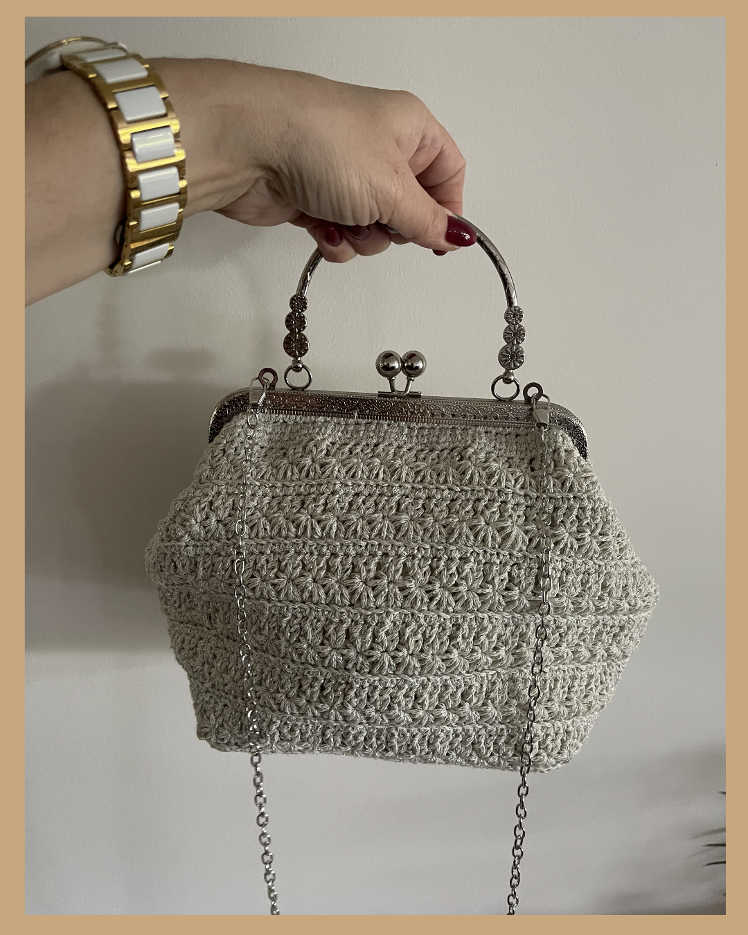 Handmade Crochet Clutch Bag / Evening Bag with Chain Strap