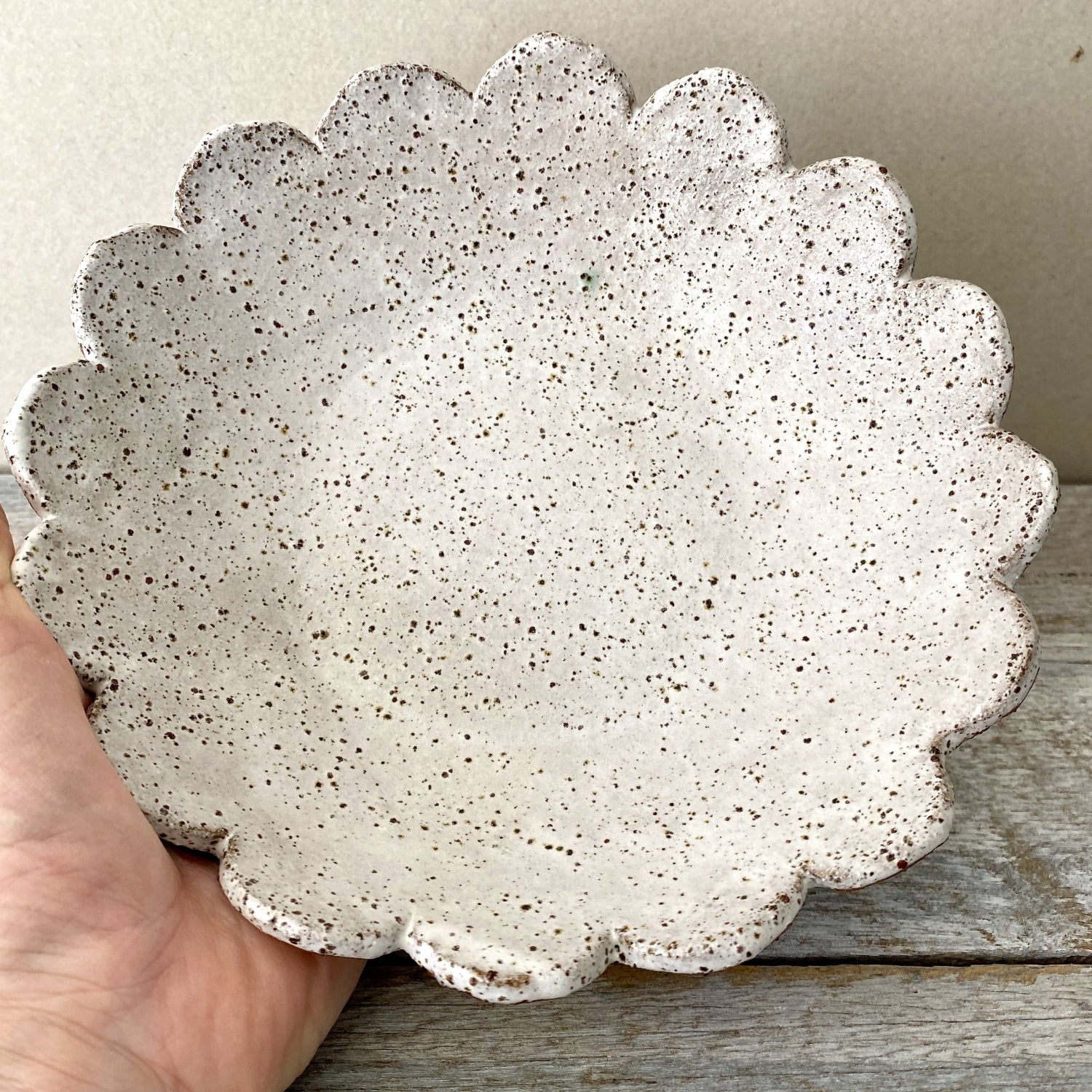 Ceramic Bowl - Flower Design - White & Rustic