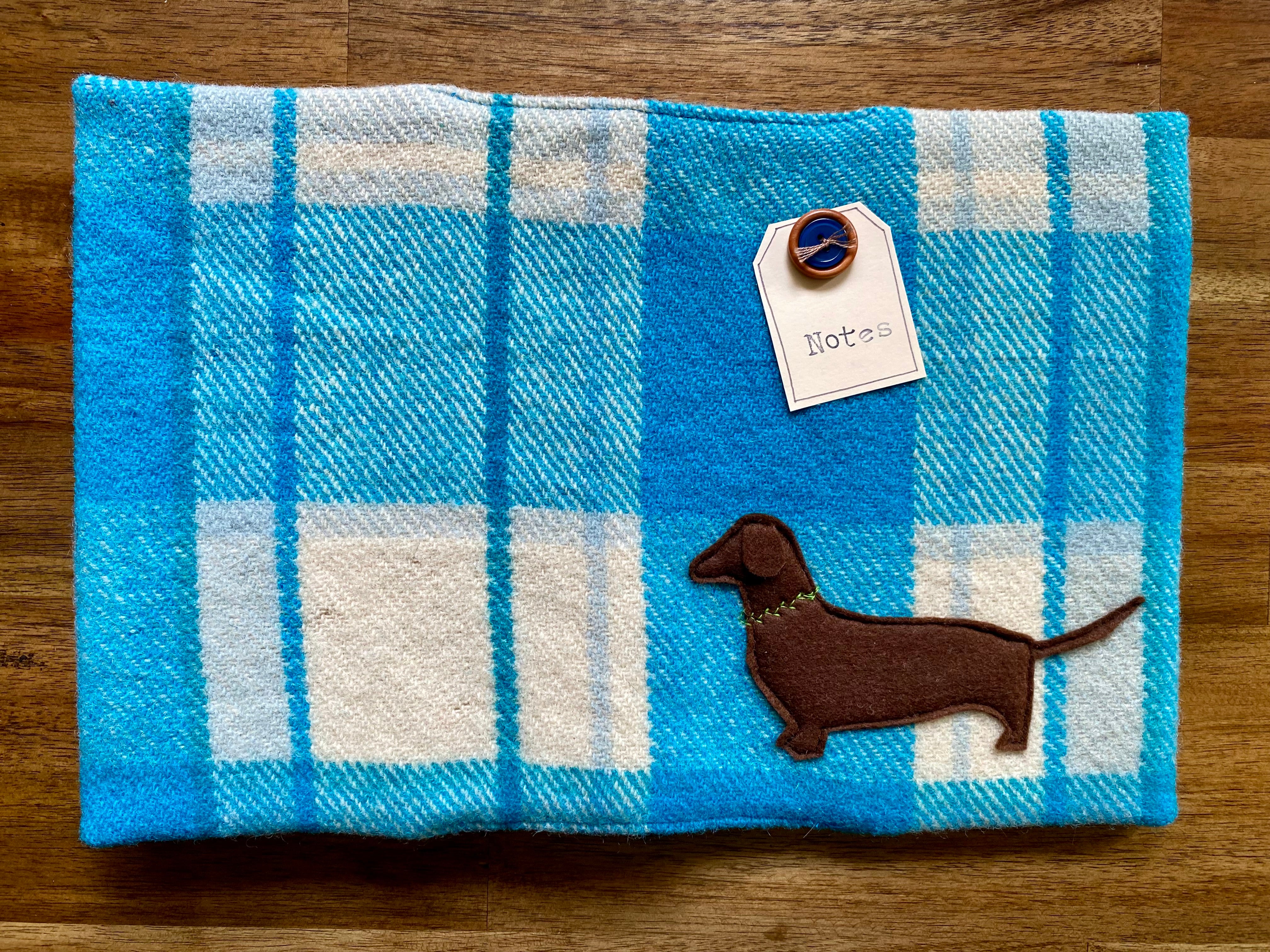 A5 Upcycled Notebook Dachshund - Blue