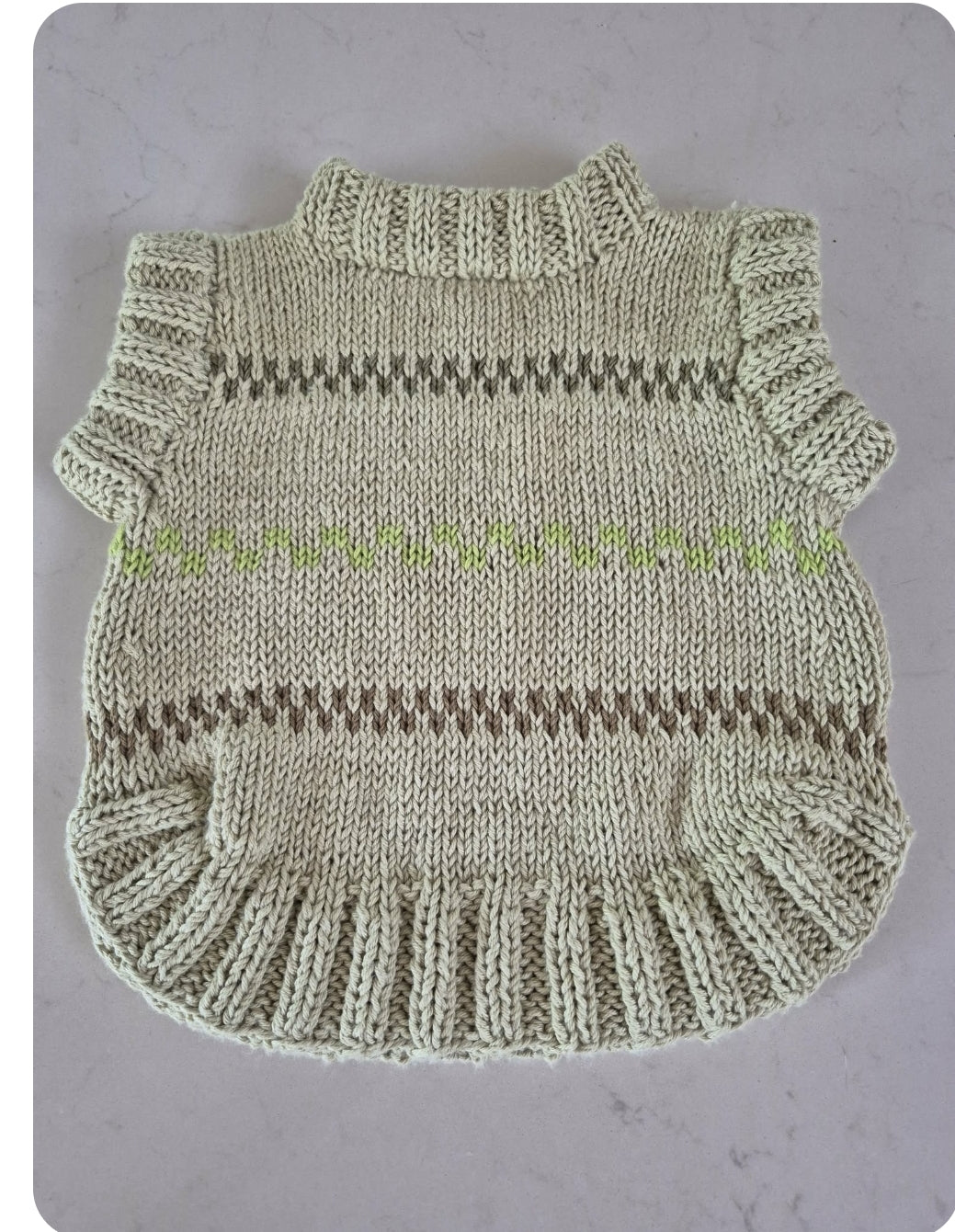 'Pippi Poncho' handknitted Baby Vest 6-12 mths 'Sprout' green