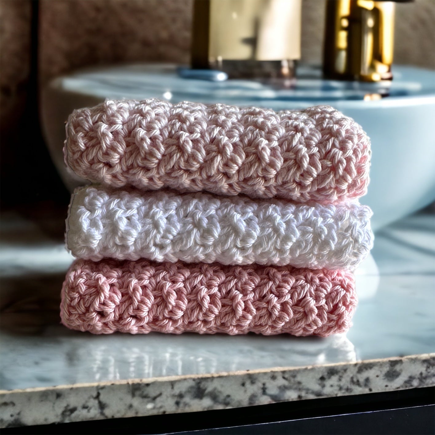 Baby Girl Bundle - Handmade Crochet Baby Gift Basket & Washers