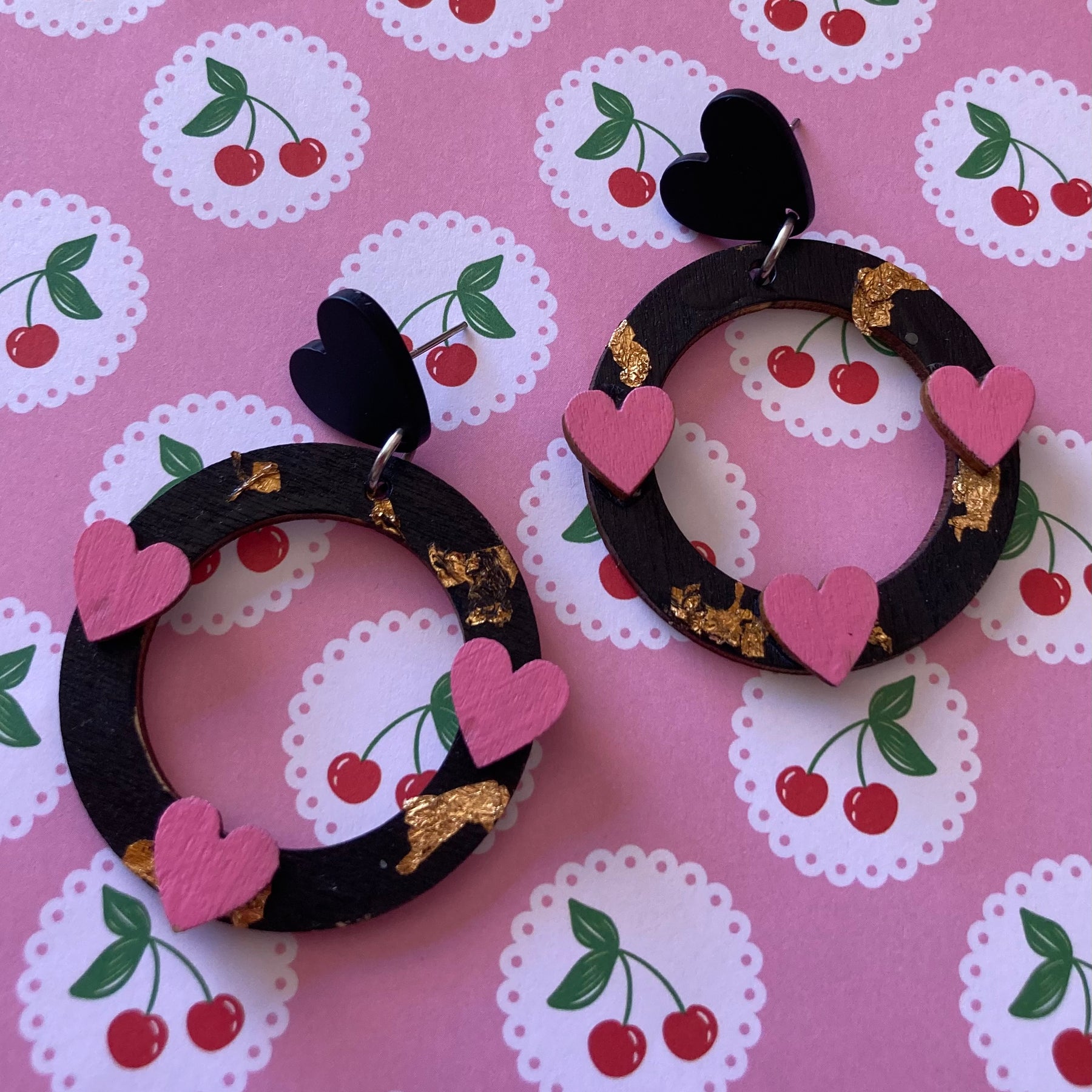 Hand painted Valentines earrings