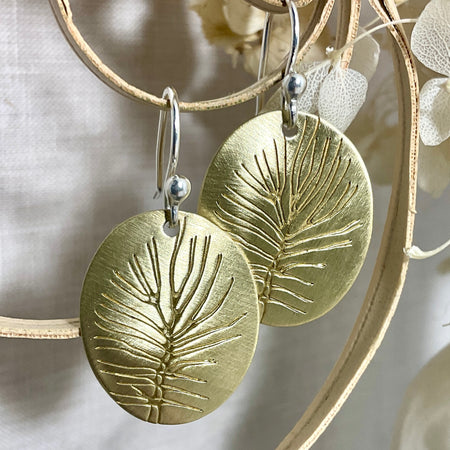Brass embossed earrings. Handmade