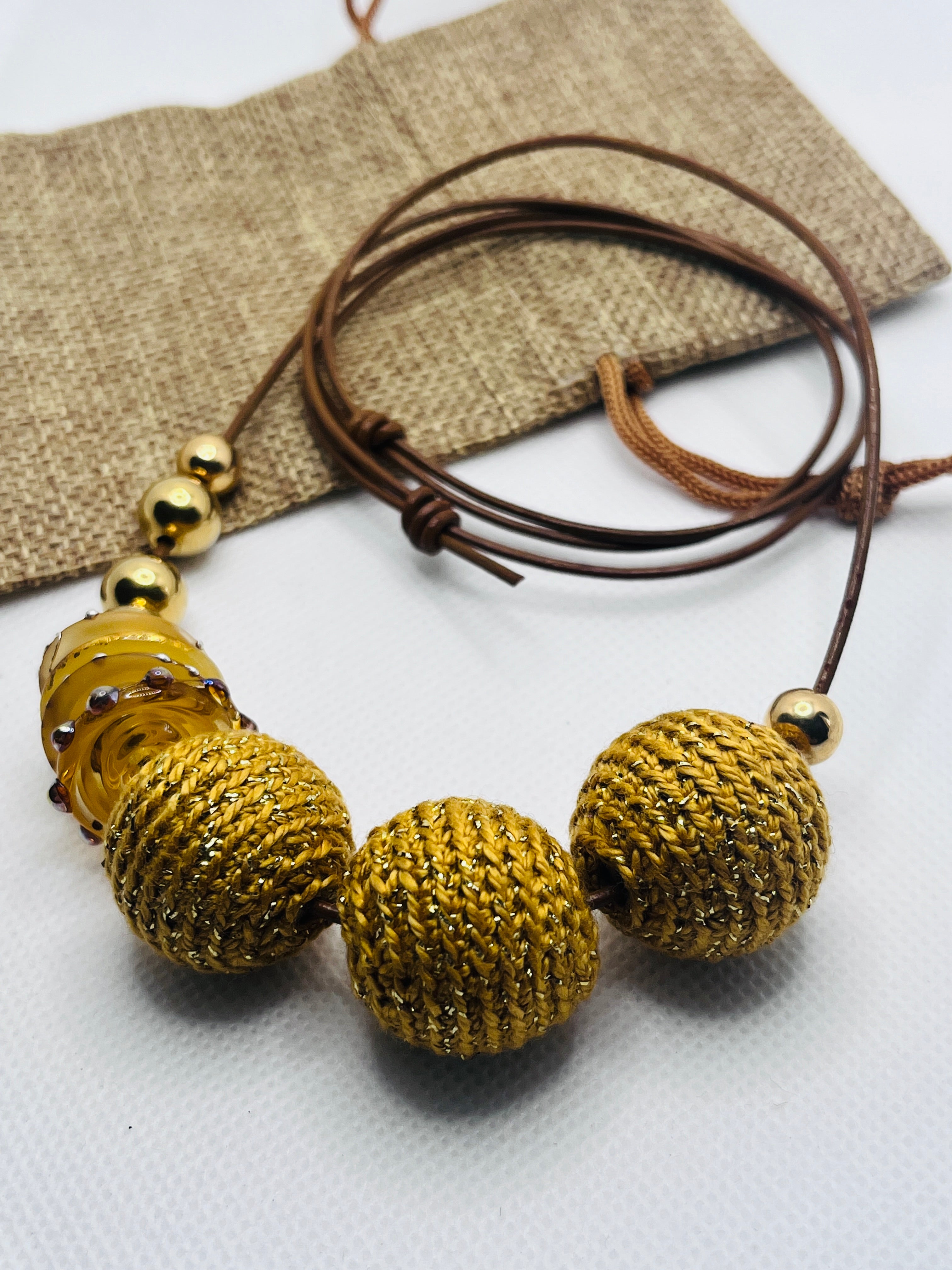 Handmade strand necklace - Gold #2