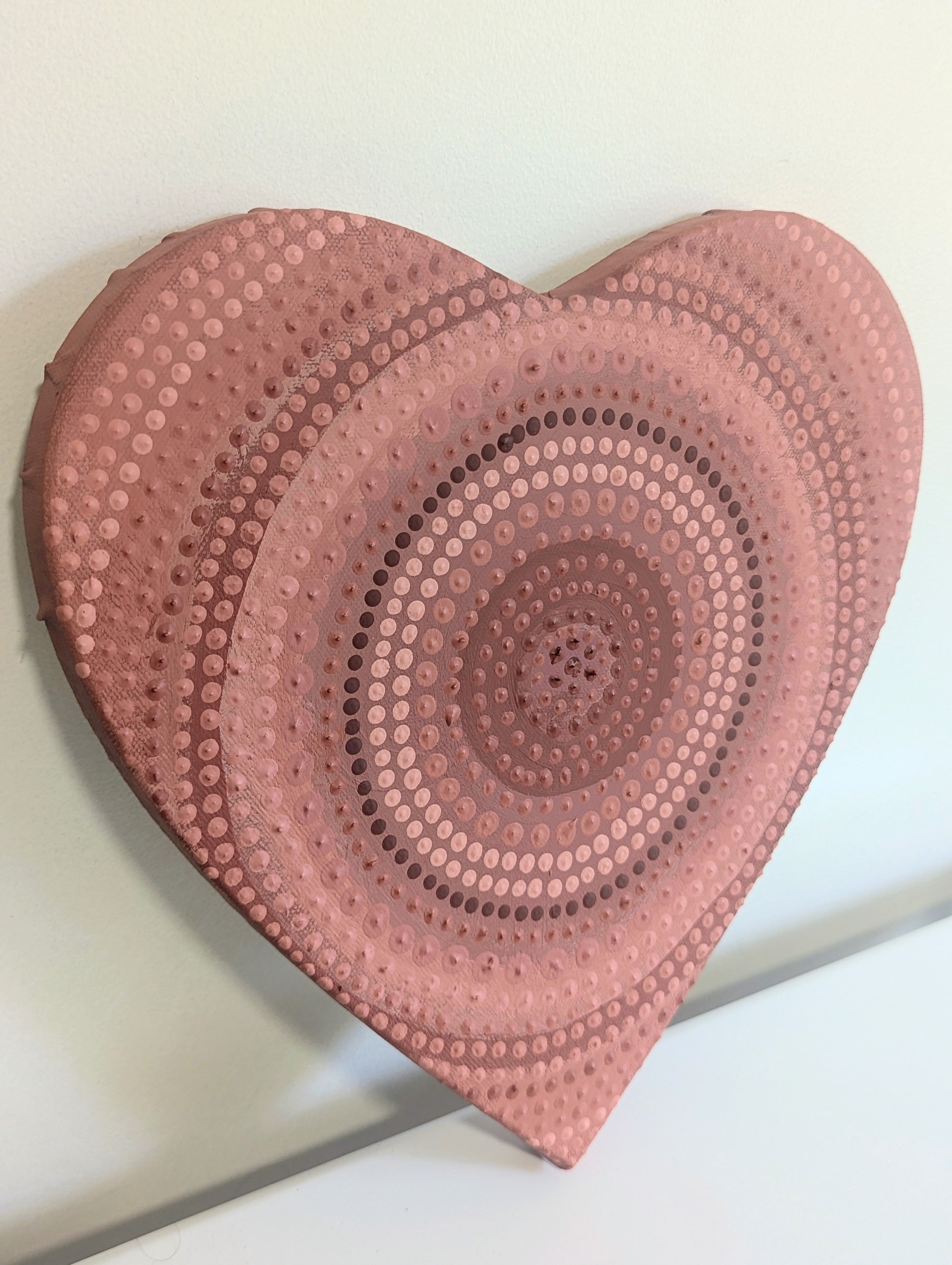 Hand painted Heart | Dot Art | Heart  Painting  Pink Clay