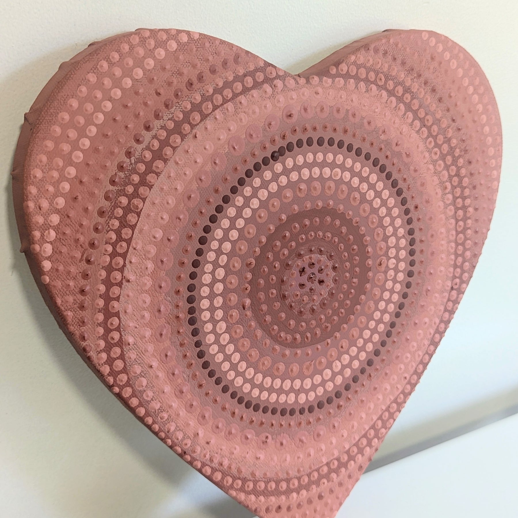 Hand painted Heart | Dot Art | Heart  Painting  Pink Clay