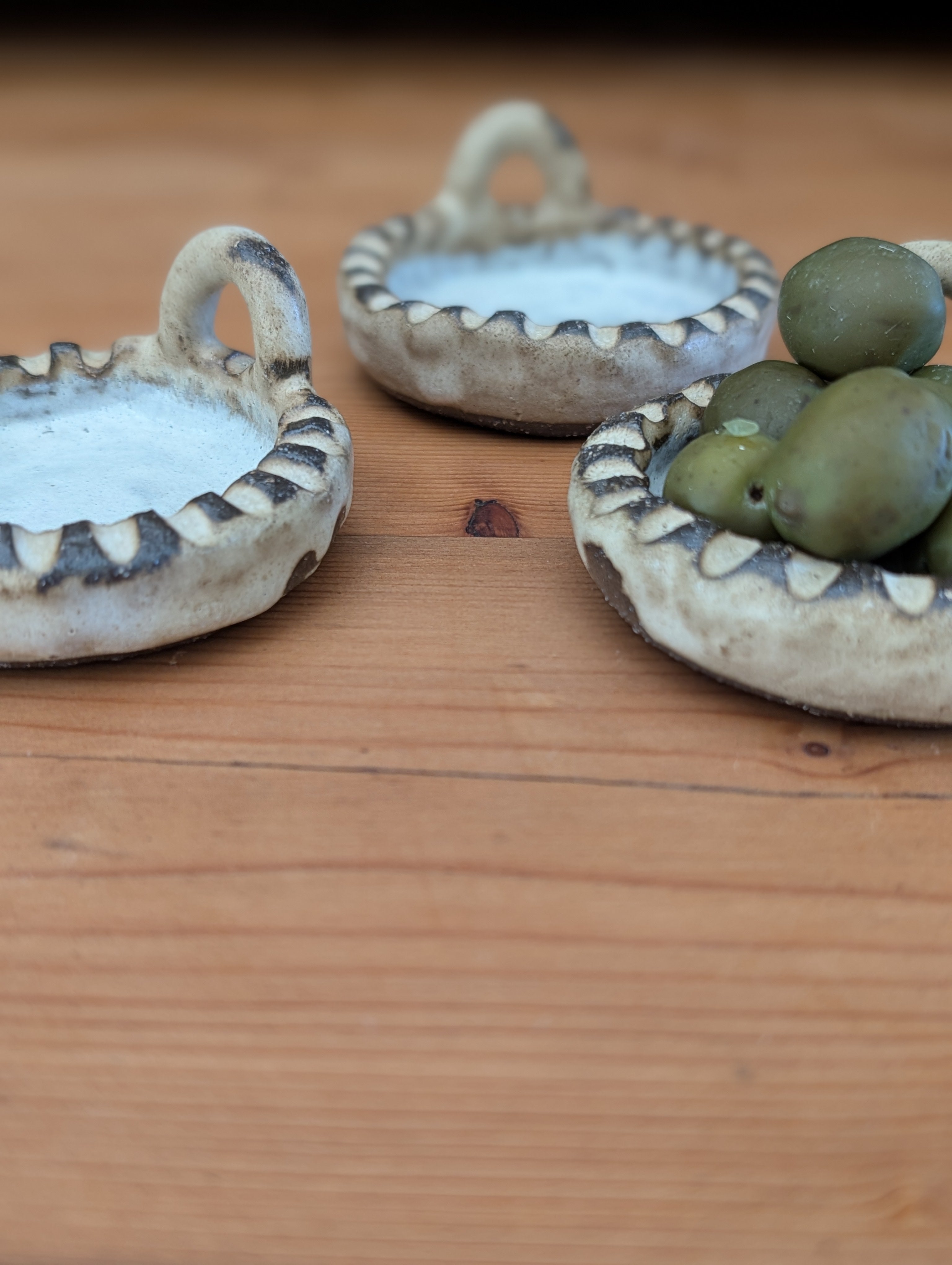Set of 3 Small Handmade Ceramic Dishes - Earthy Wabi-Sabi Stoneware