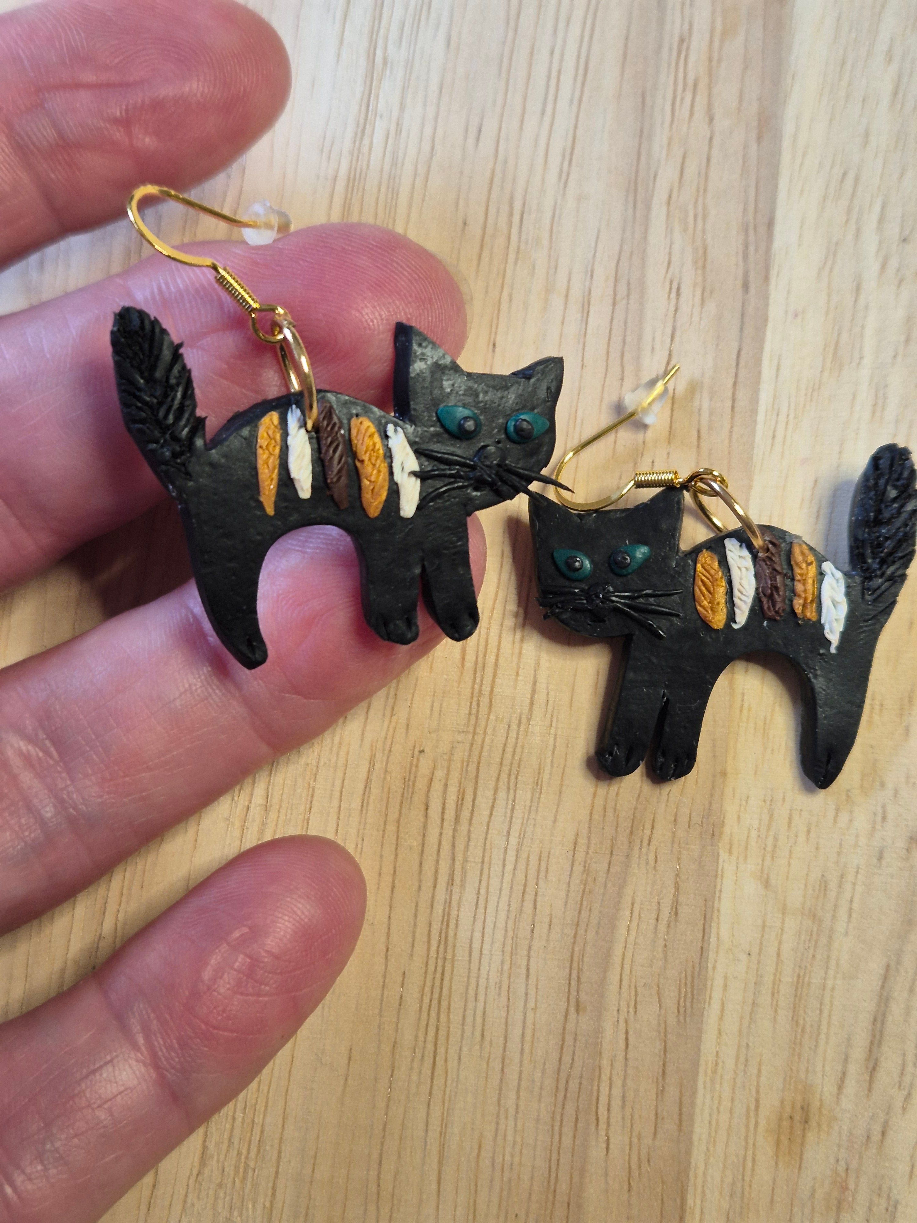 Fuzzy Tail Kitty Dangle Earrings
