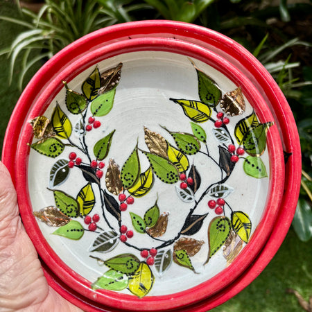 Christmas gilded handmade plates set