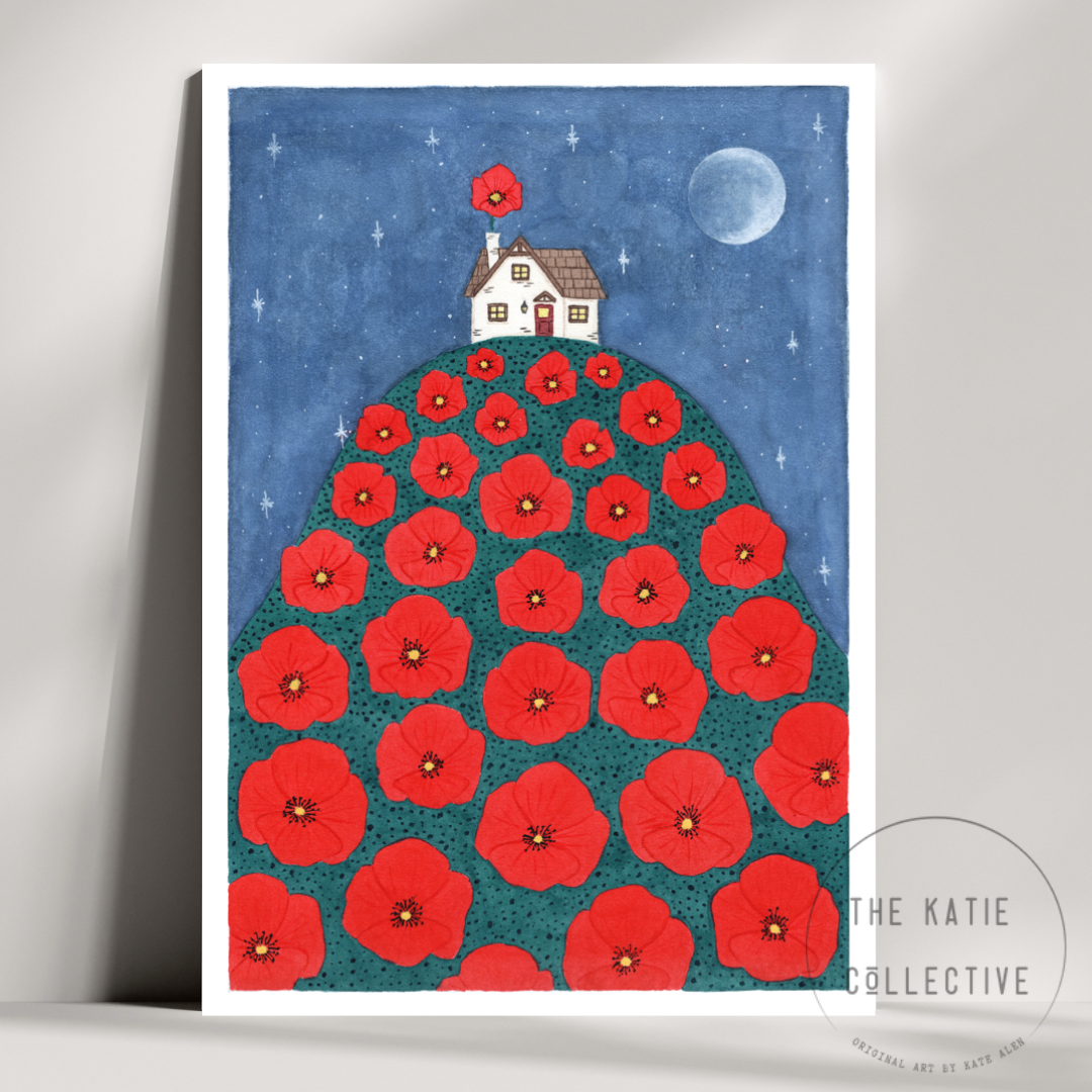 Watercolour Art Print - 'Poppy Cottage'