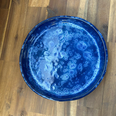 Handcrafted cosmic blue pottery serving bowl