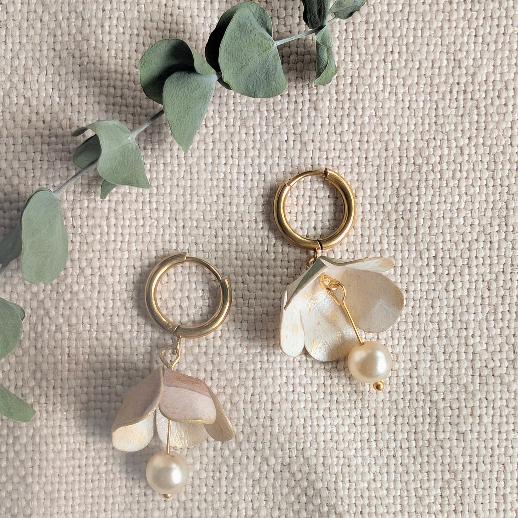 Handmade Paper Floral Earrings, Botanical Hoop Earrings, Eco Friendly Gift