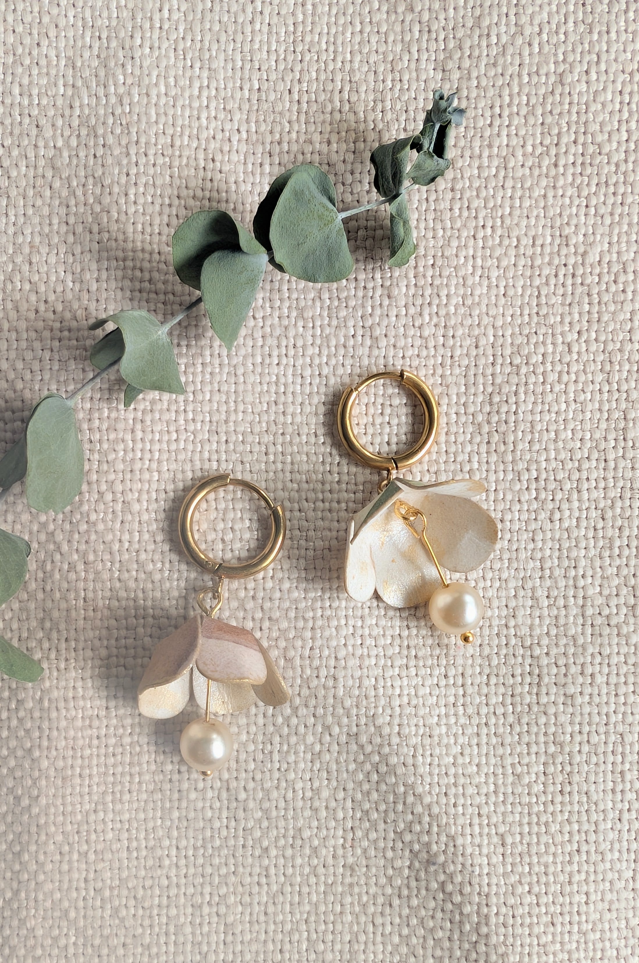 Handmade Paper Floral Earrings, Botanical Hoop Earrings, Eco Friendly Gift