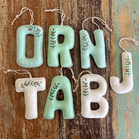 Ready to Post, Embroidered Christmas letters, decoration, teacher gift, personalised