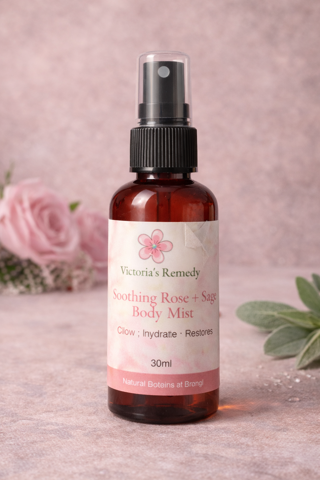 Cooling Rose + Sage Body Mist 30ml – Hydrating Natural Spray | Victoria’s Natural Remedies
