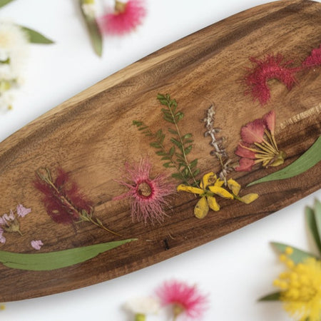 Aussie Bush Christmas Platters - Acacia Wood 35cm x 14cm