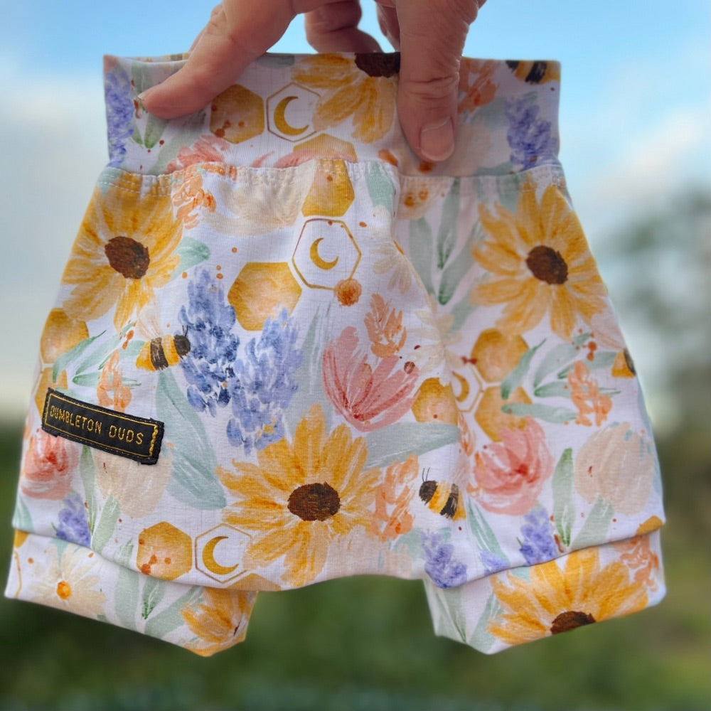 Sunflowers and Bees | Sizes 000, 00, 0 | Handmade Baby Pants by Dumbleton Duds | FREE Postage $50+
