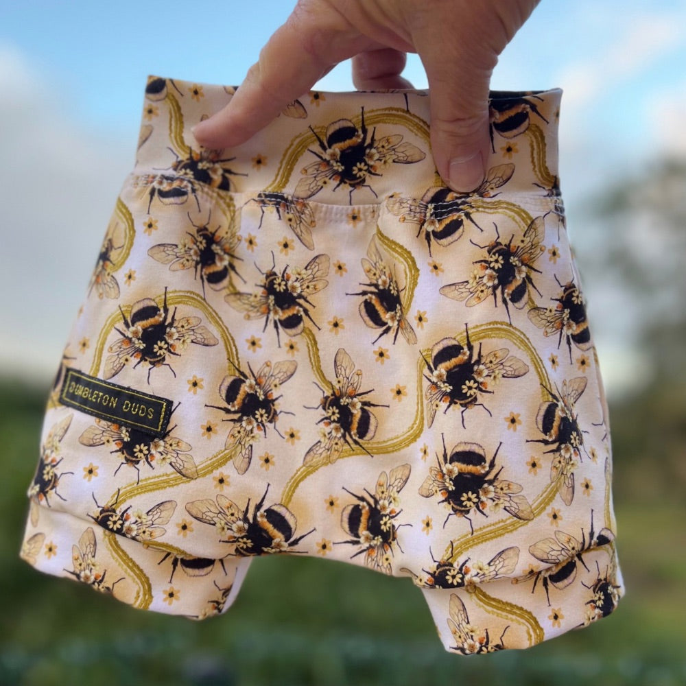 Golden Bees | Sizes 000, 00, 0, 1 | Handmade Baby Pants by Dumbleton Duds | FREE Postage $50+