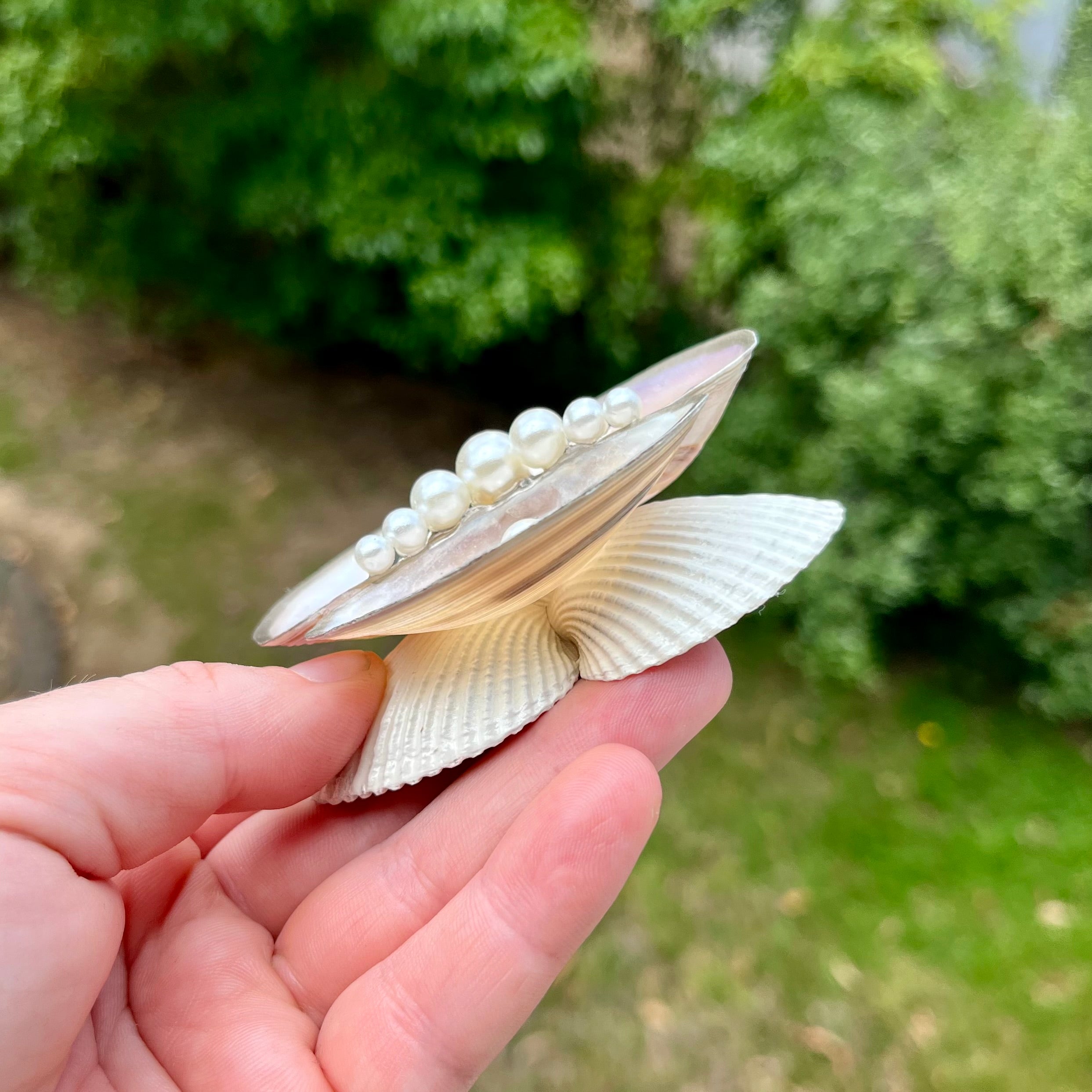 Simple Silver Pearl Trinket Dish