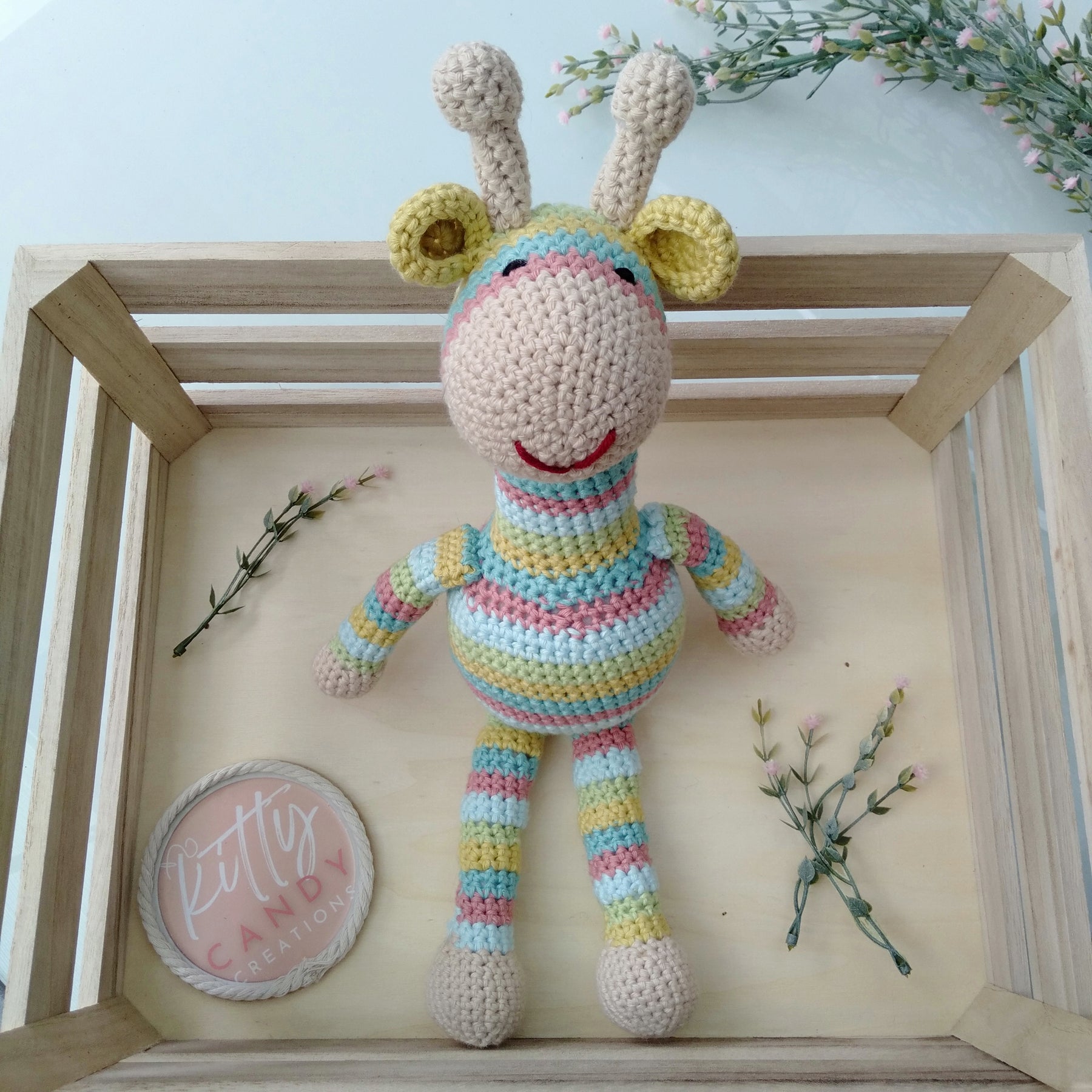 Handmade Crochet Striped Giraffe - 100% Cotton