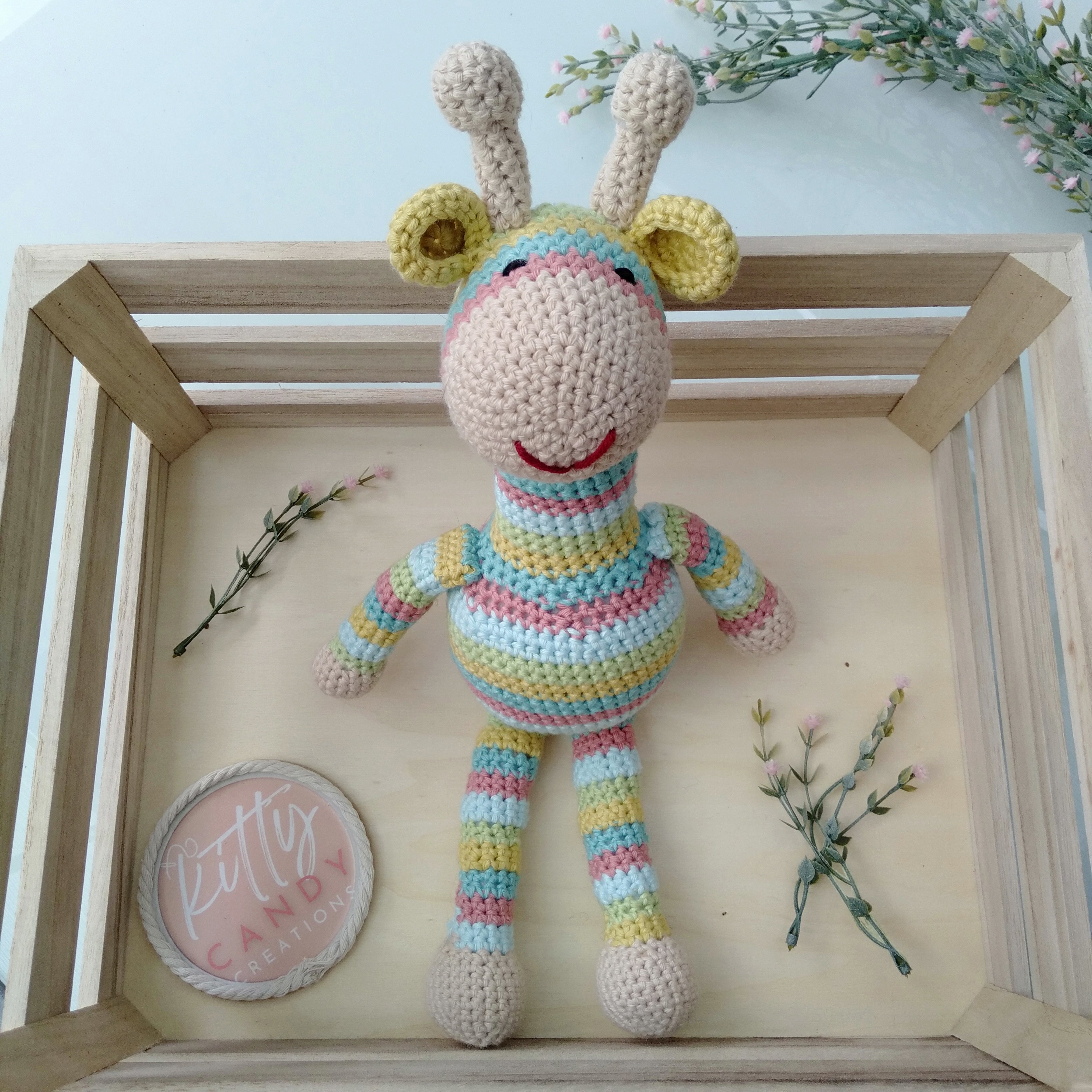 Handmade Crochet Striped Giraffe - 100% Cotton