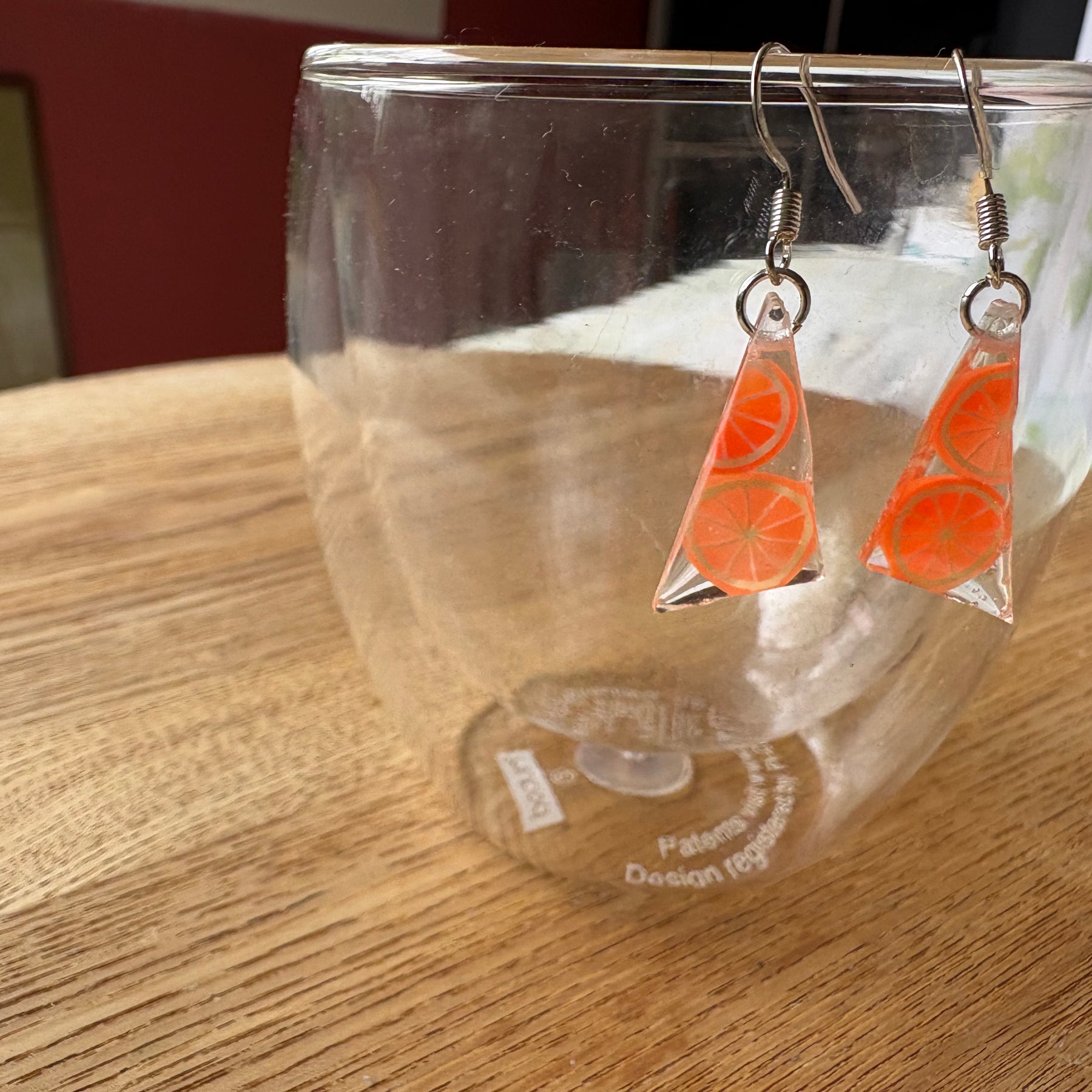 Orange resin earrings