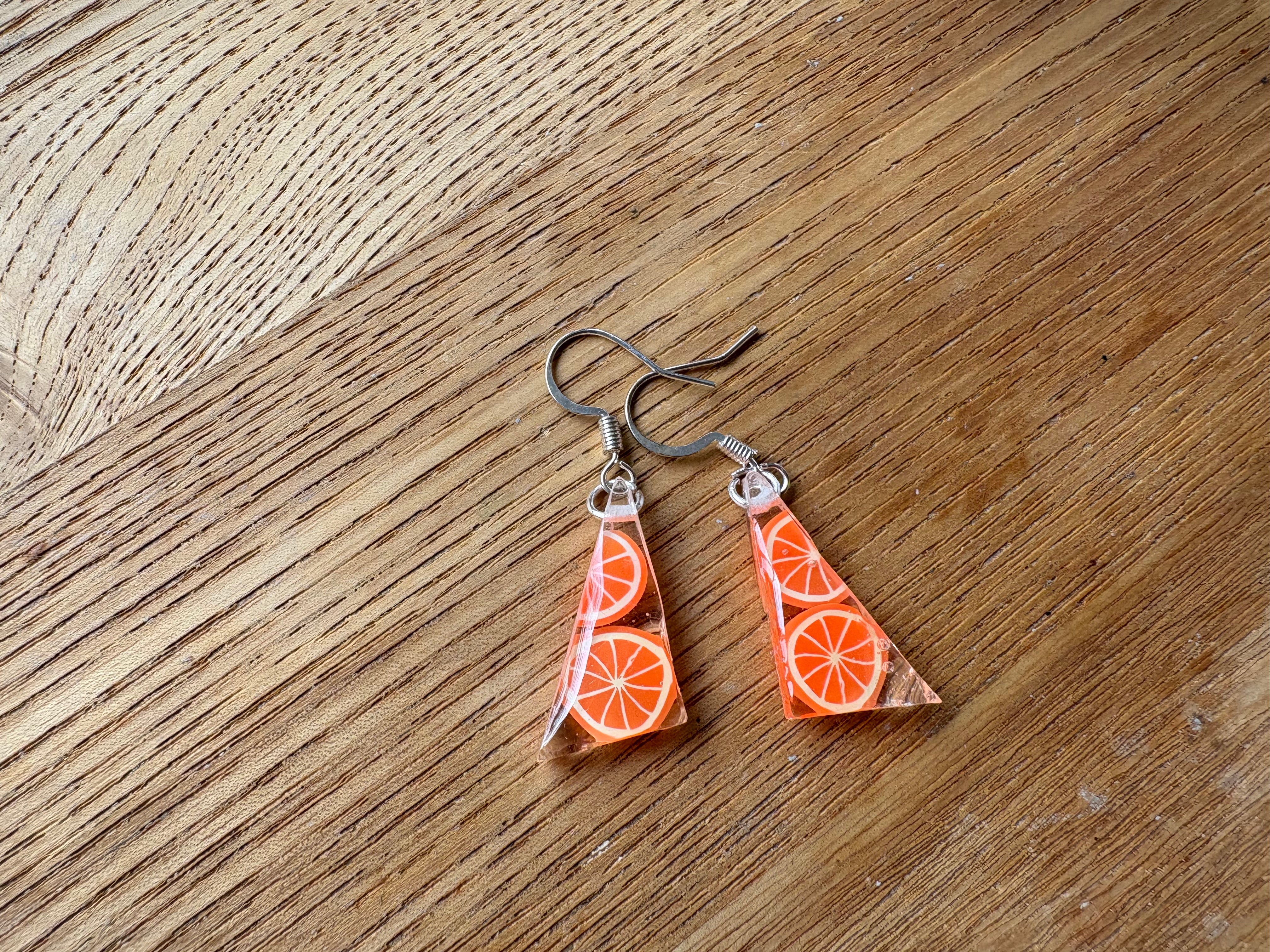 Orange resin earrings