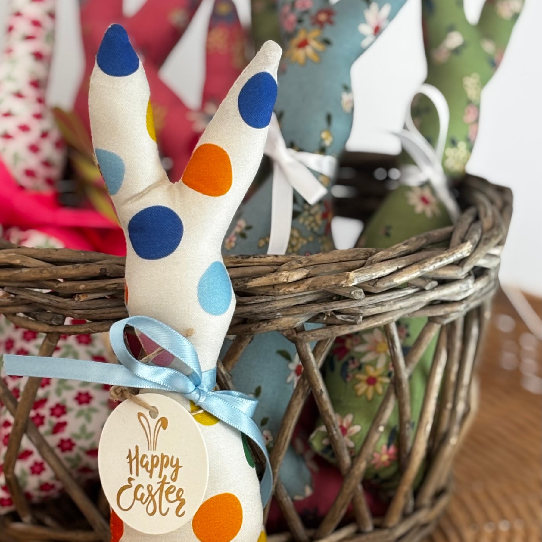 Polka Dot Handmade Fabric Easter Bunny