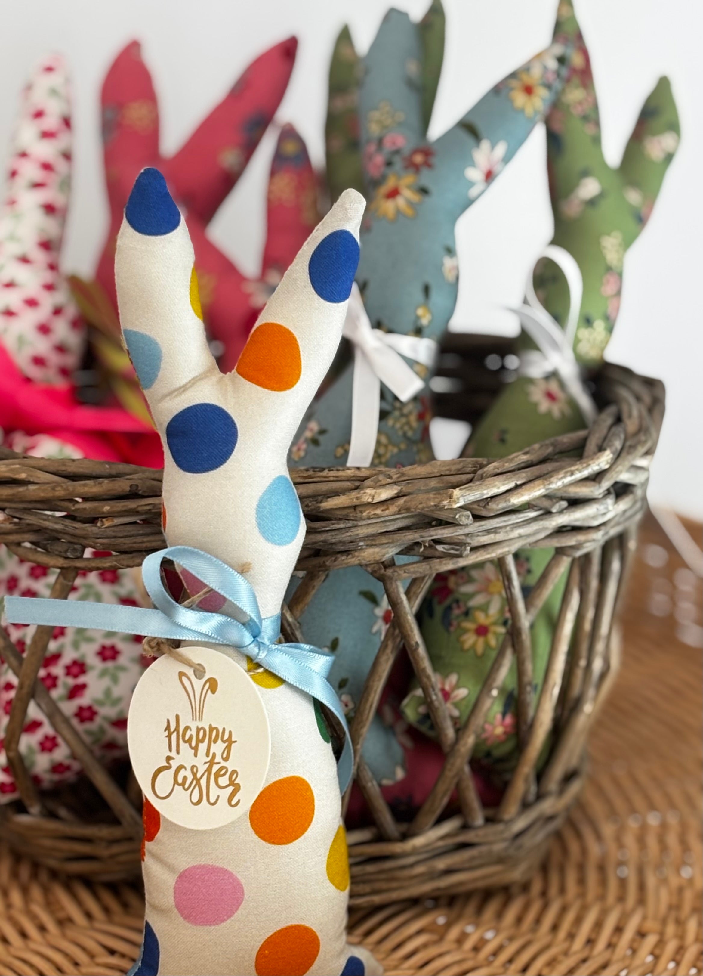 Polka Dot Handmade Fabric Easter Bunny