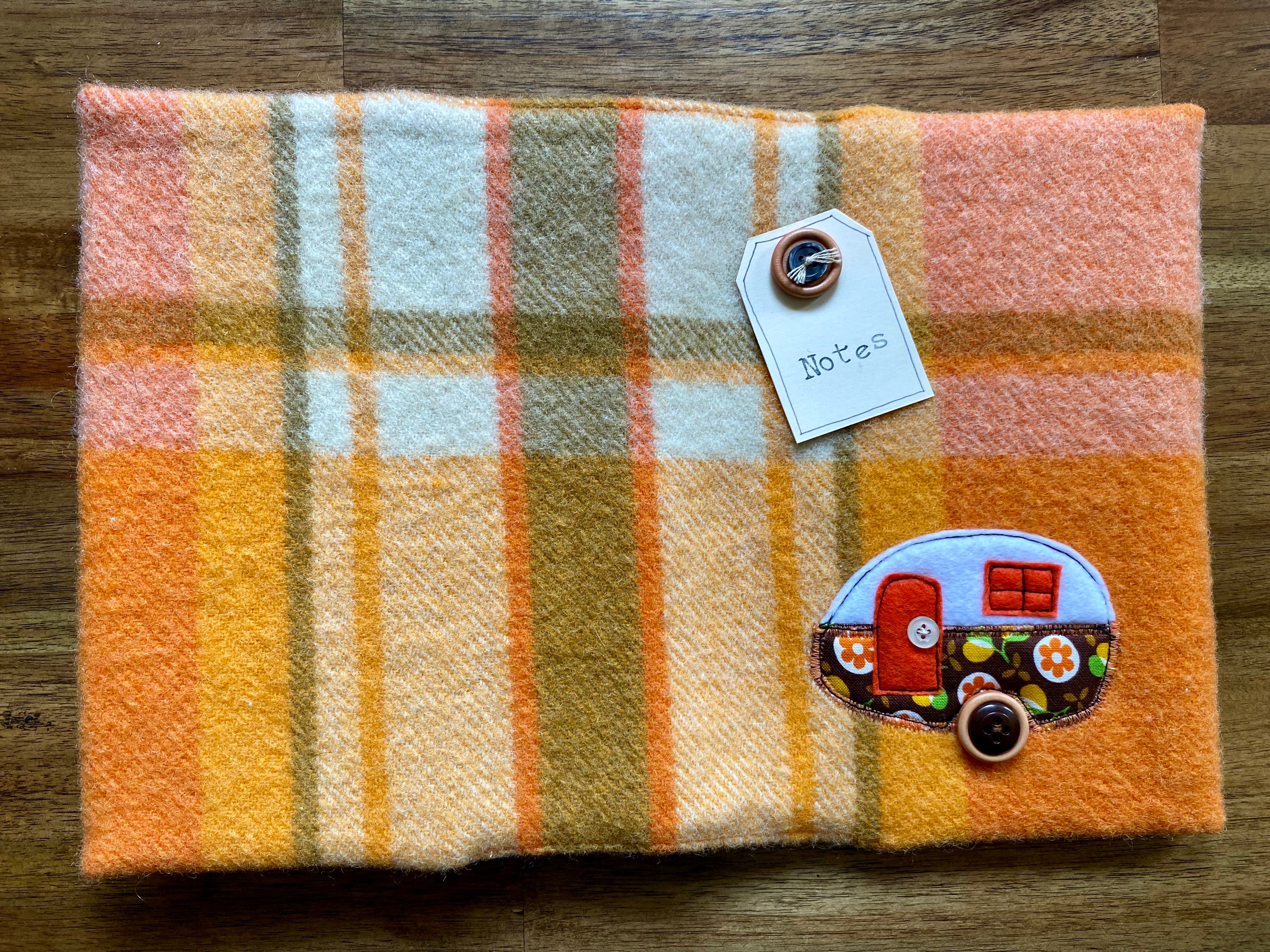 A5 Upcycled Notebook Vintage Caravan - Orange