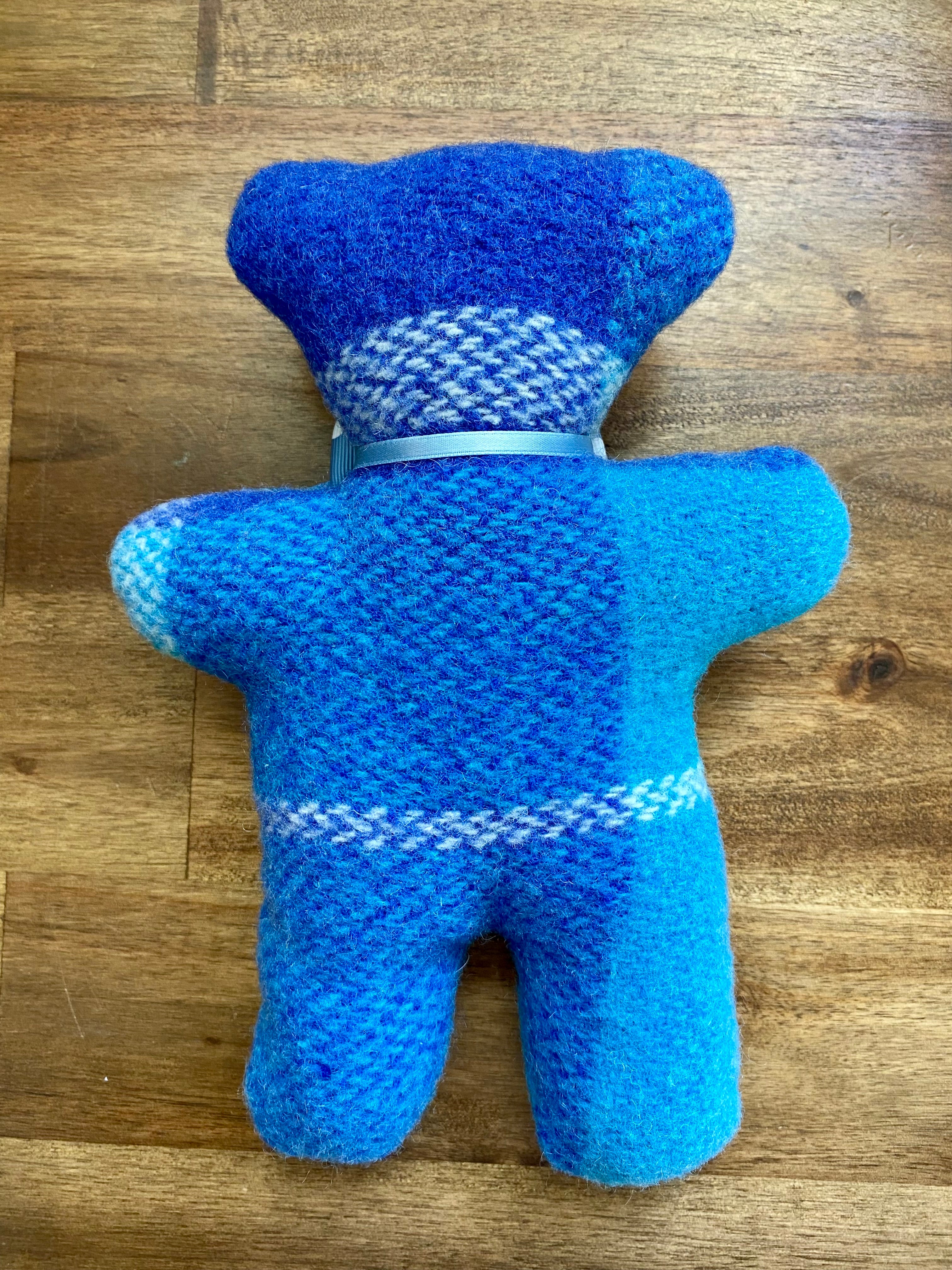Upcycled Woollen Blanket Teddy Softie - Blue
