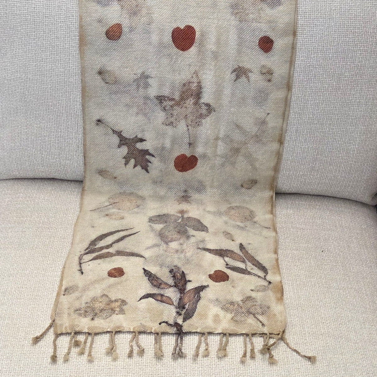 Luxury Silk/Wool Blend - Botanical Print Scarf/Wrap - The Olive