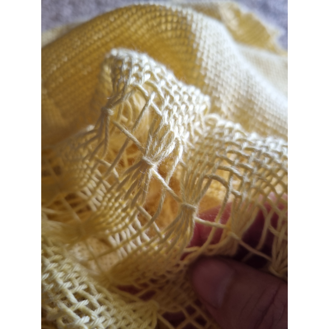 'Beyond the plain weave' collection yellow cotton scarf