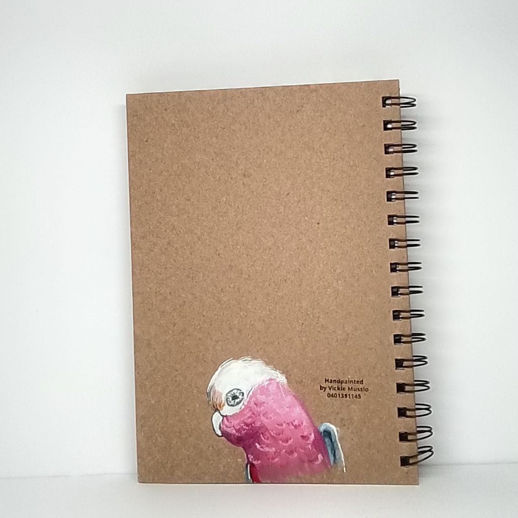 Galah Handpainted Notebook - Size A5 Lined.