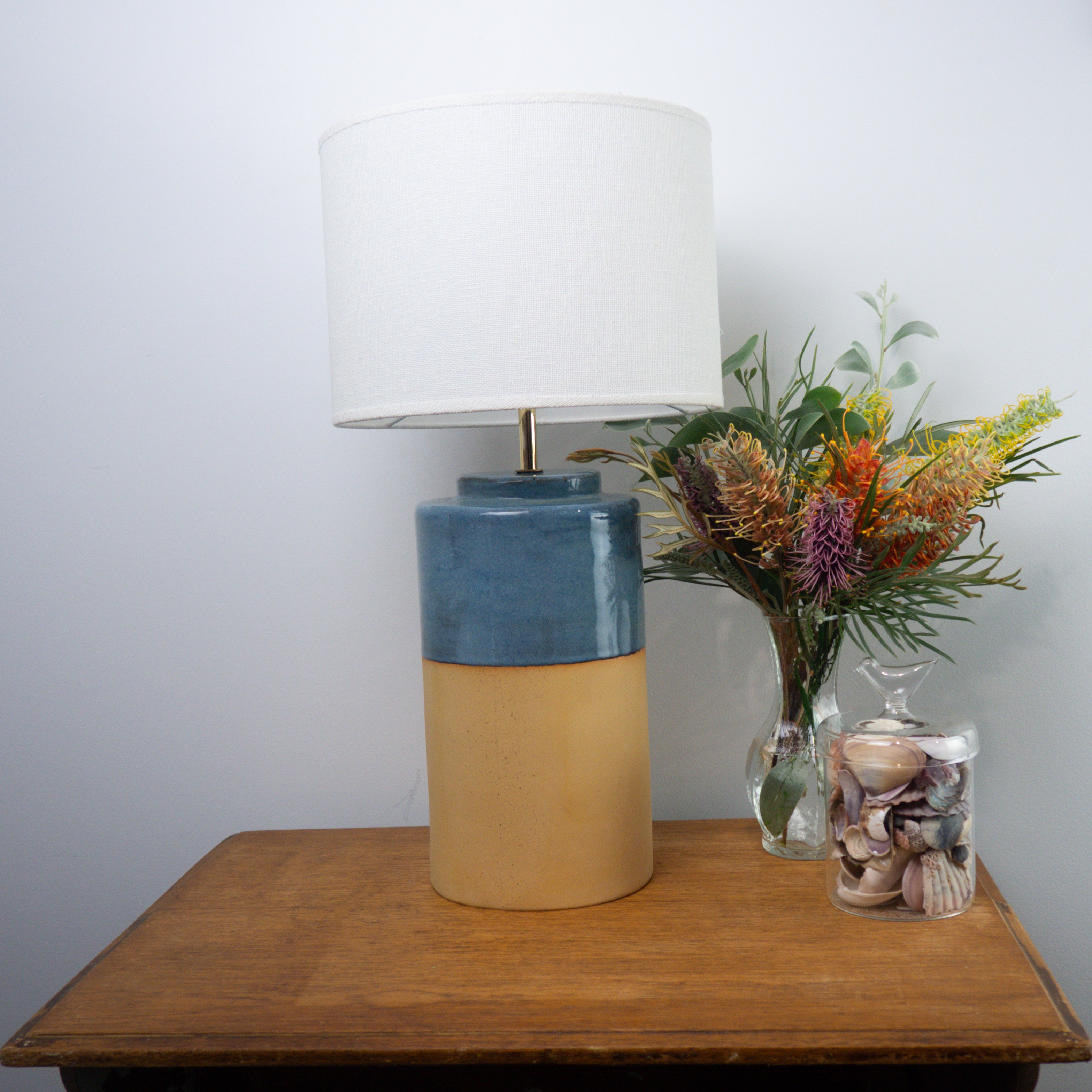 Stoneware Cylinder Table Lamp in Reef X-Large