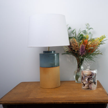 Stoneware Cylinder Table Lamp in Reef Large