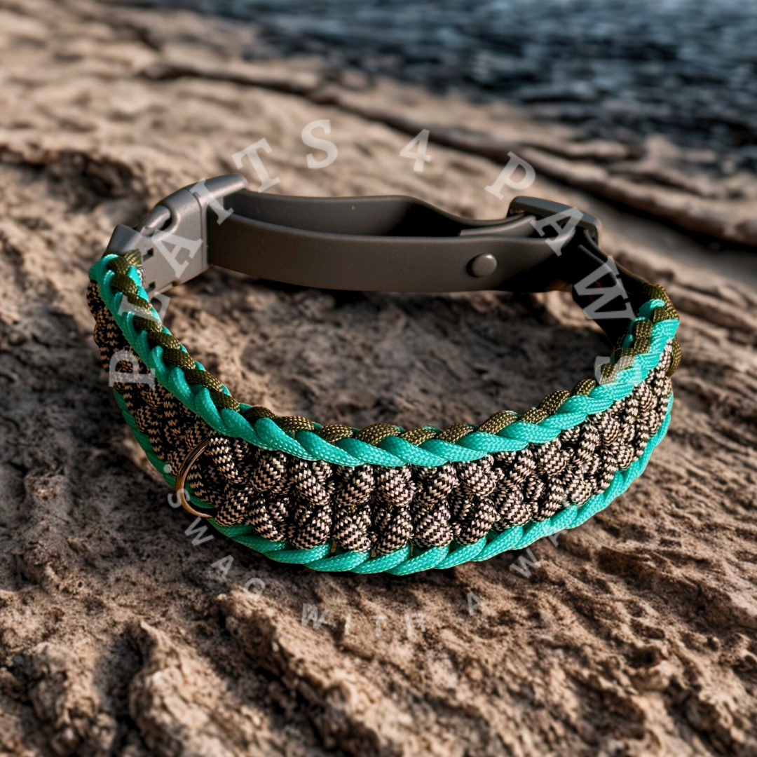 Ocean Stone Adjustable Paracord Dog Collar - Medium